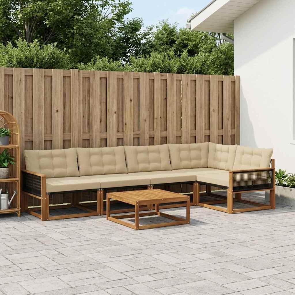 Outdoor-Sofagarnitur mit Kissen 6 pcs Natur und Beige