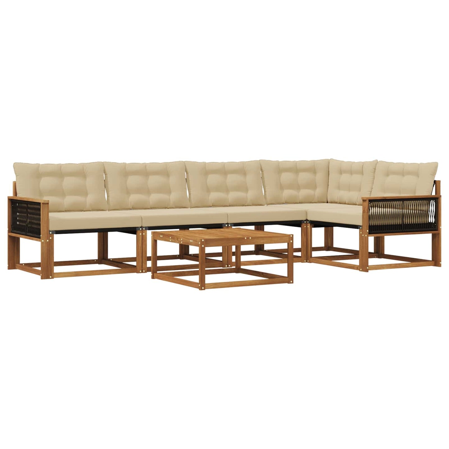 Outdoor-Sofagarnitur mit Kissen 6 pcs Natur und Beige