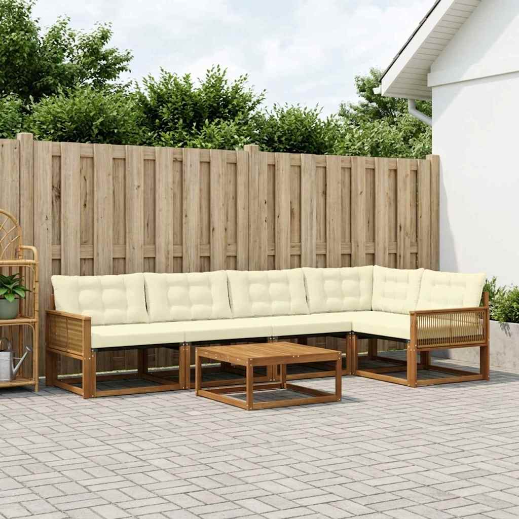 Outdoor-Sofagarnitur mit Kissen 6 pcs Natur und Creme