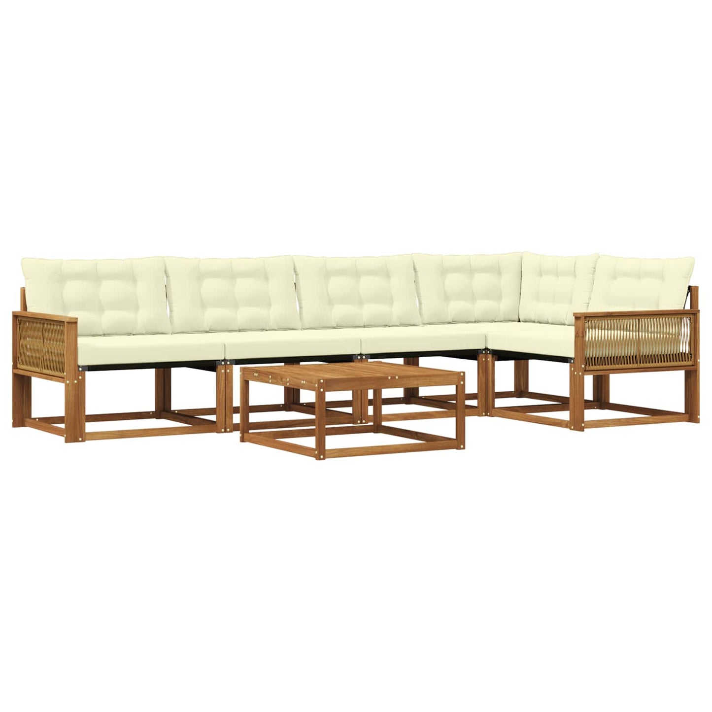 Outdoor-Sofagarnitur mit Kissen 6 pcs Natur und Creme