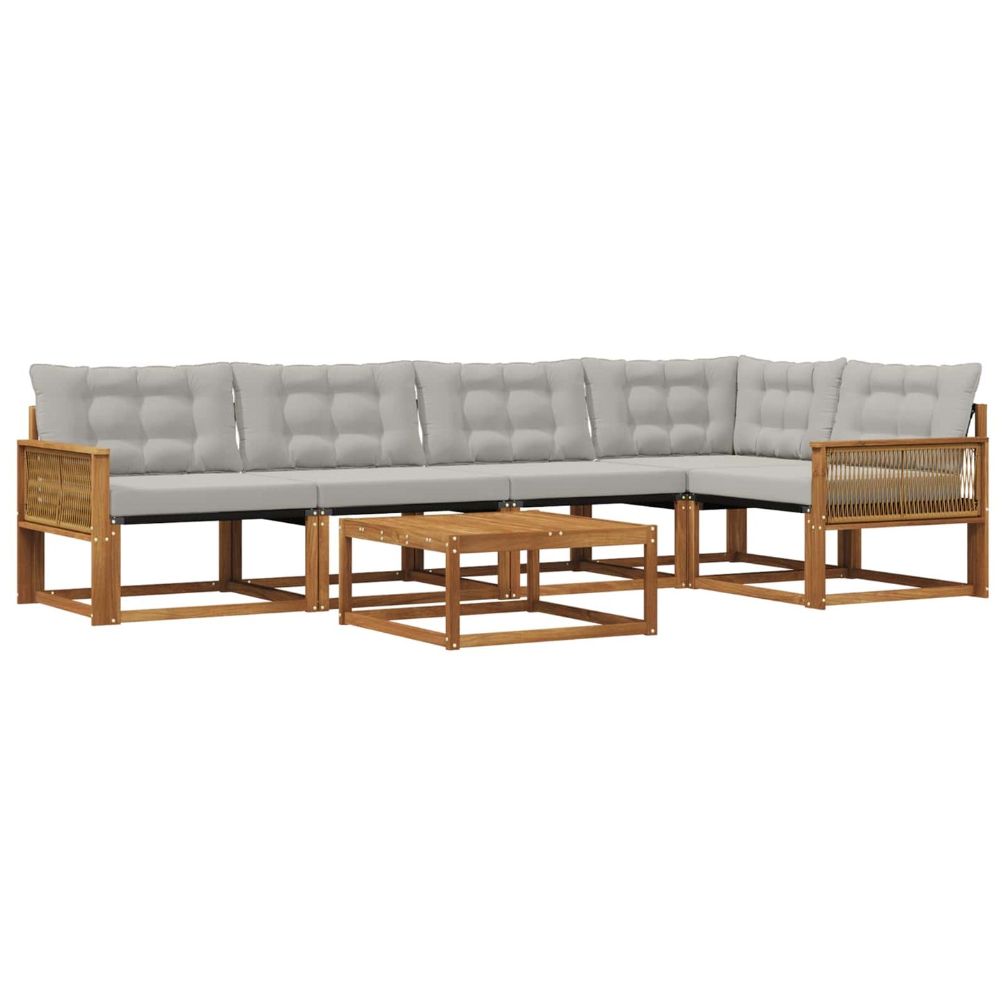 Outdoor-Sofagarnitur mit Kissen 6 pcs Natürlich und Hellgrau
