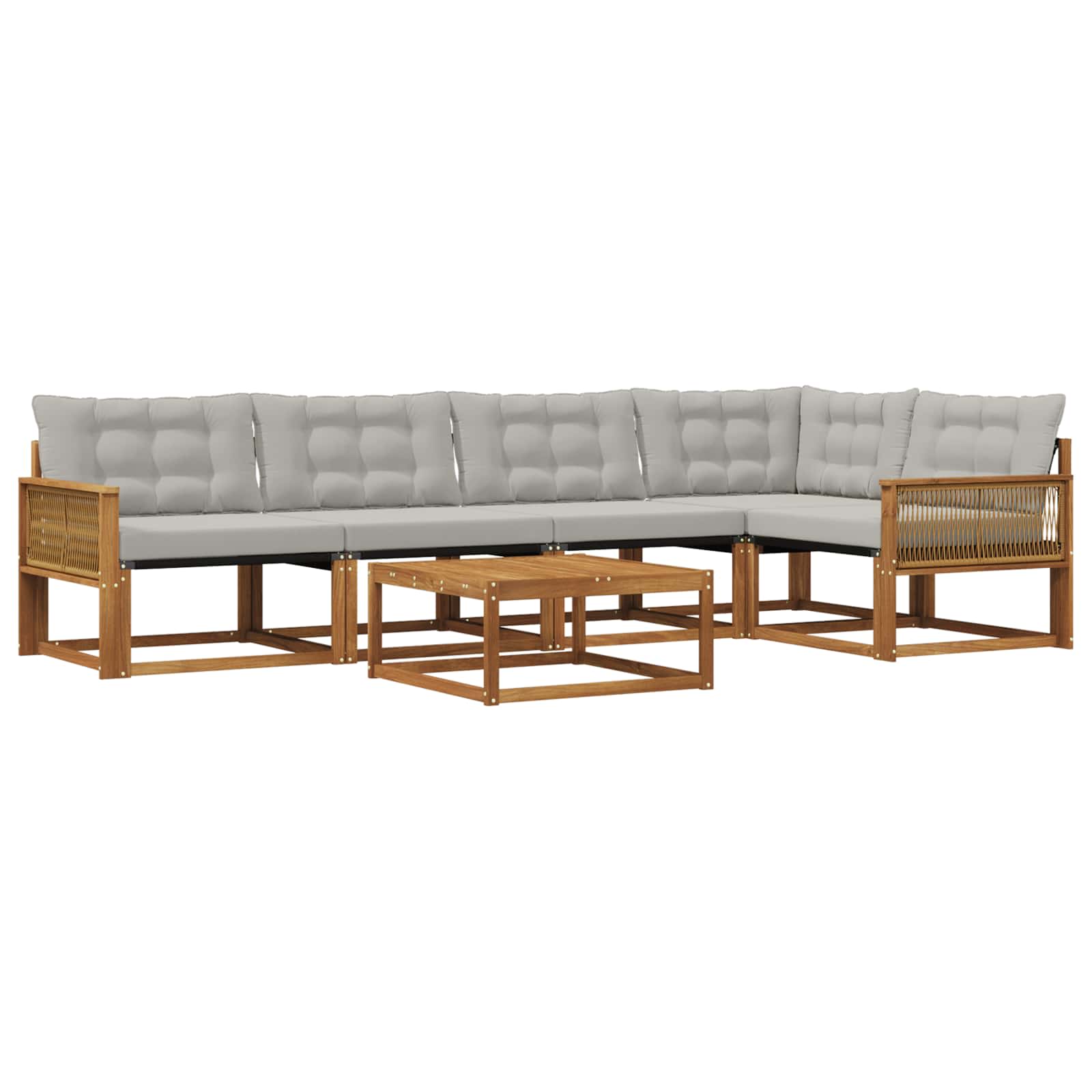 Outdoor-Sofagarnitur mit Kissen 6 pcs Natürlich und Hellgrau