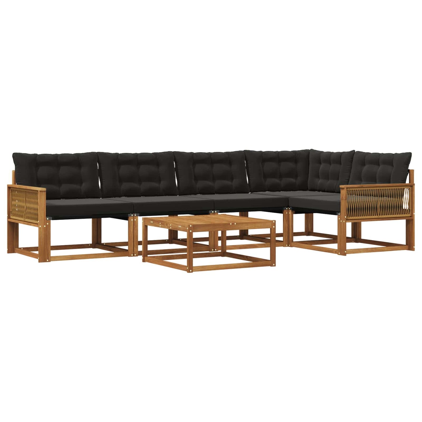 Outdoor-Sofagarnitur mit Kissen 6 pcs Natürlich und Schwarz