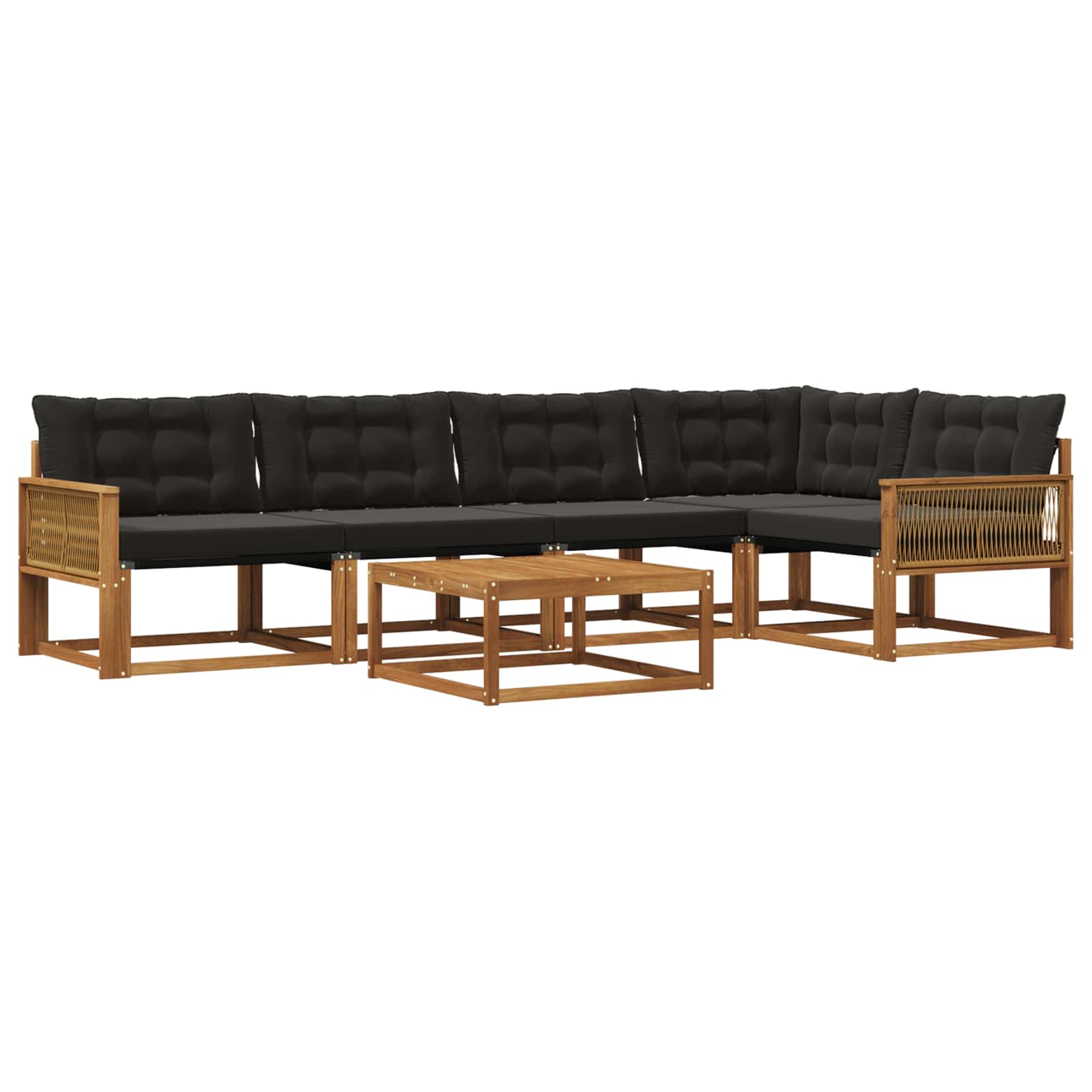 Outdoor-Sofagarnitur mit Kissen 6 pcs Natürlich und Schwarz