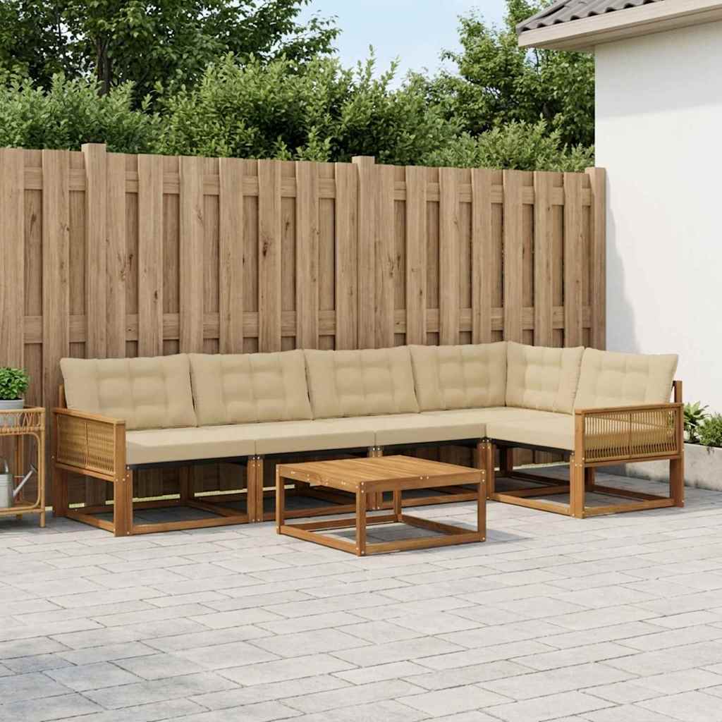Outdoor-Sofagarnitur mit Kissen 6 pcs Natur und Beige