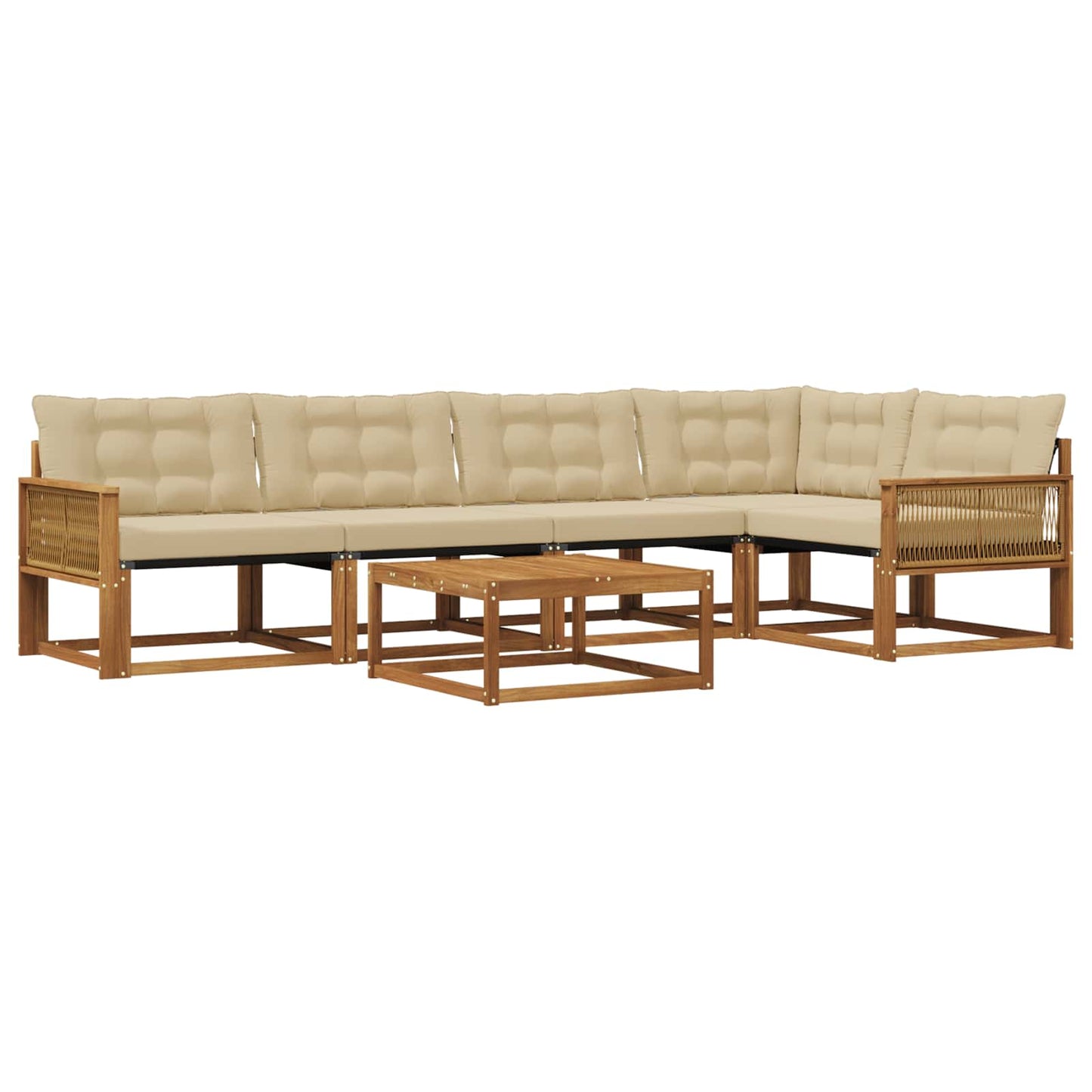 Outdoor-Sofagarnitur mit Kissen 6 pcs Natur und Beige