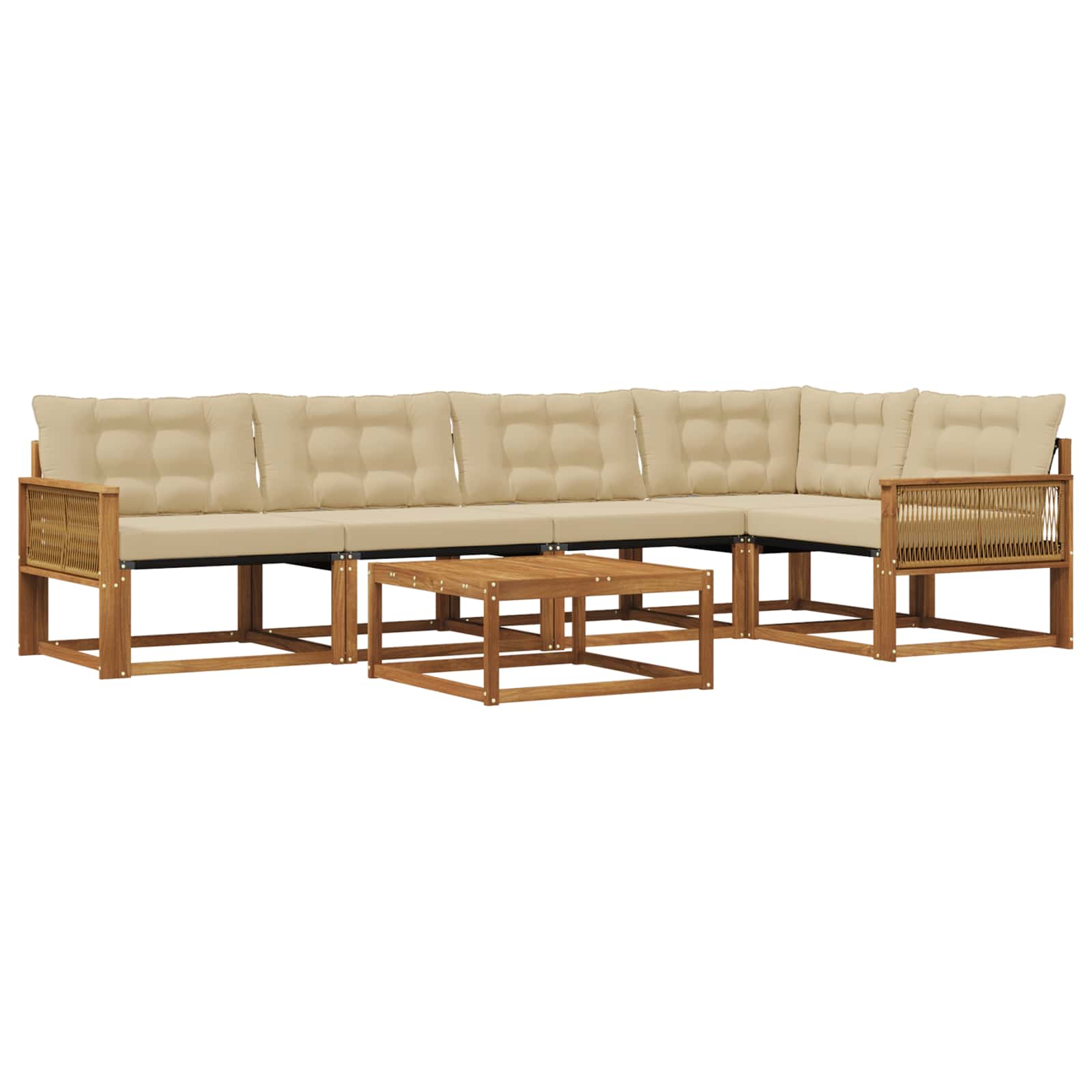 Outdoor-Sofagarnitur mit Kissen 6 pcs Natur und Beige