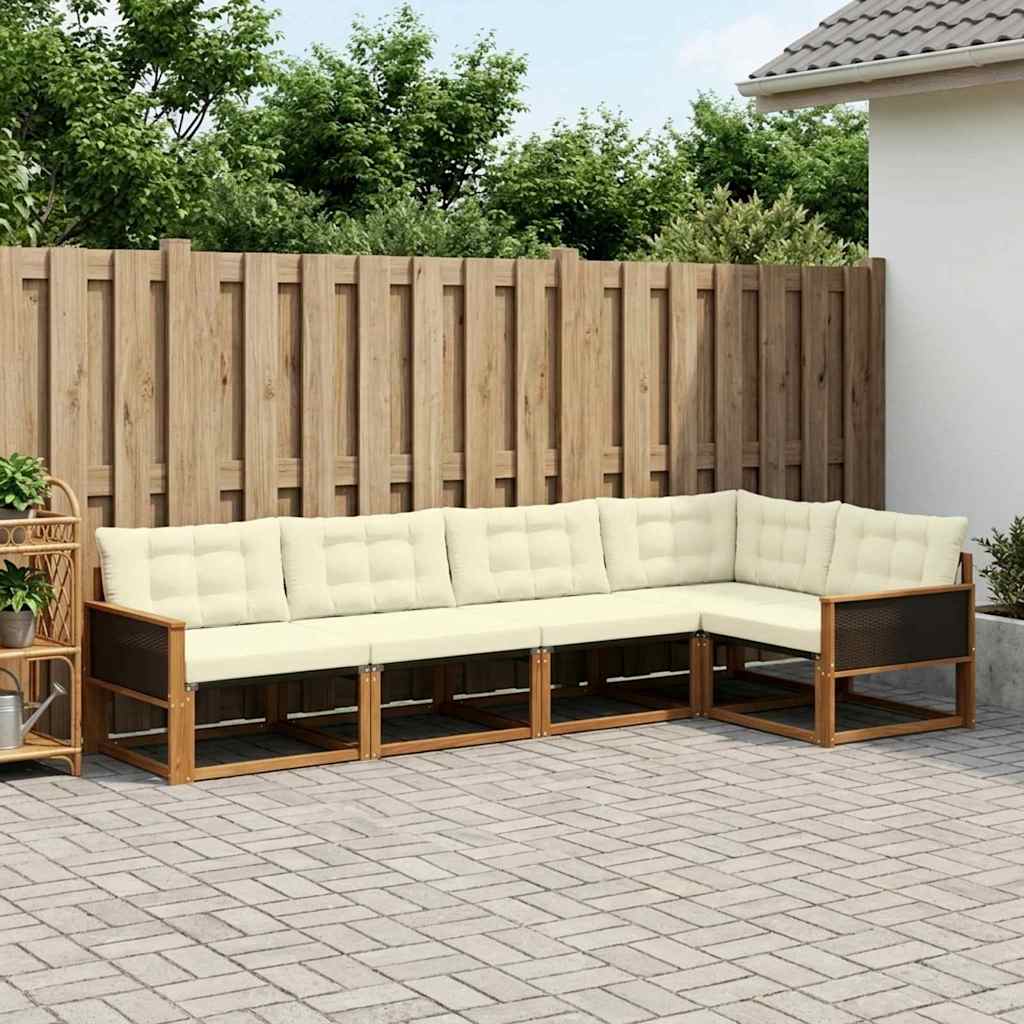 Outdoor-Sofagarnitur 6 stk. Natur und Creme
