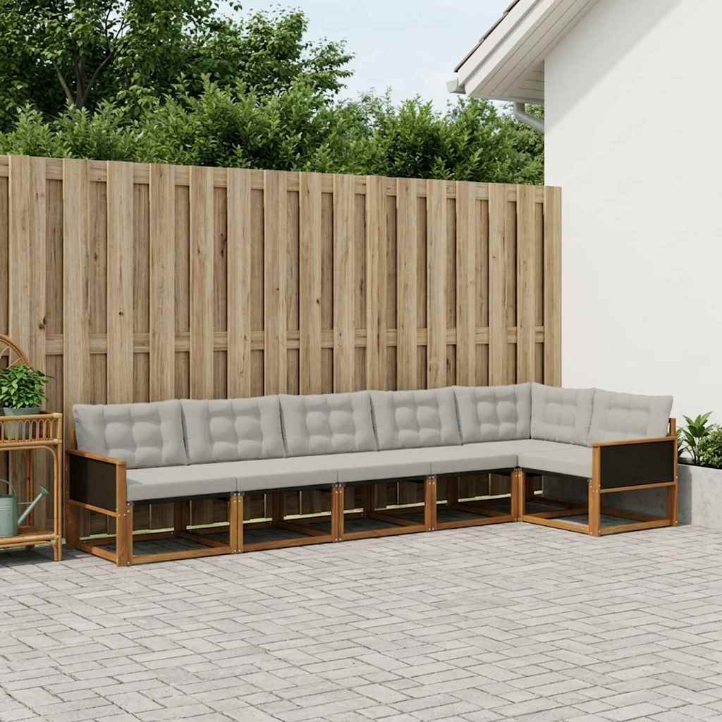 Outdoor-Sofagarnitur mit Kissen 6 pcs Natürlich und Hellgrau