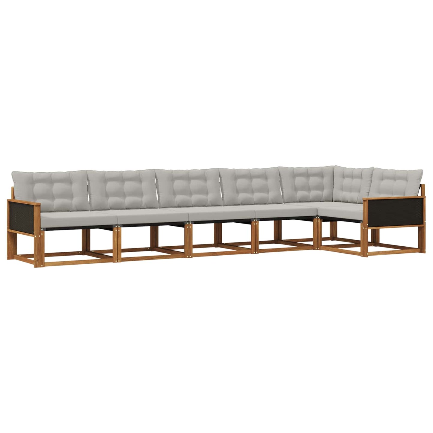 Outdoor-Sofagarnitur mit Kissen 6 pcs Natürlich und Hellgrau
