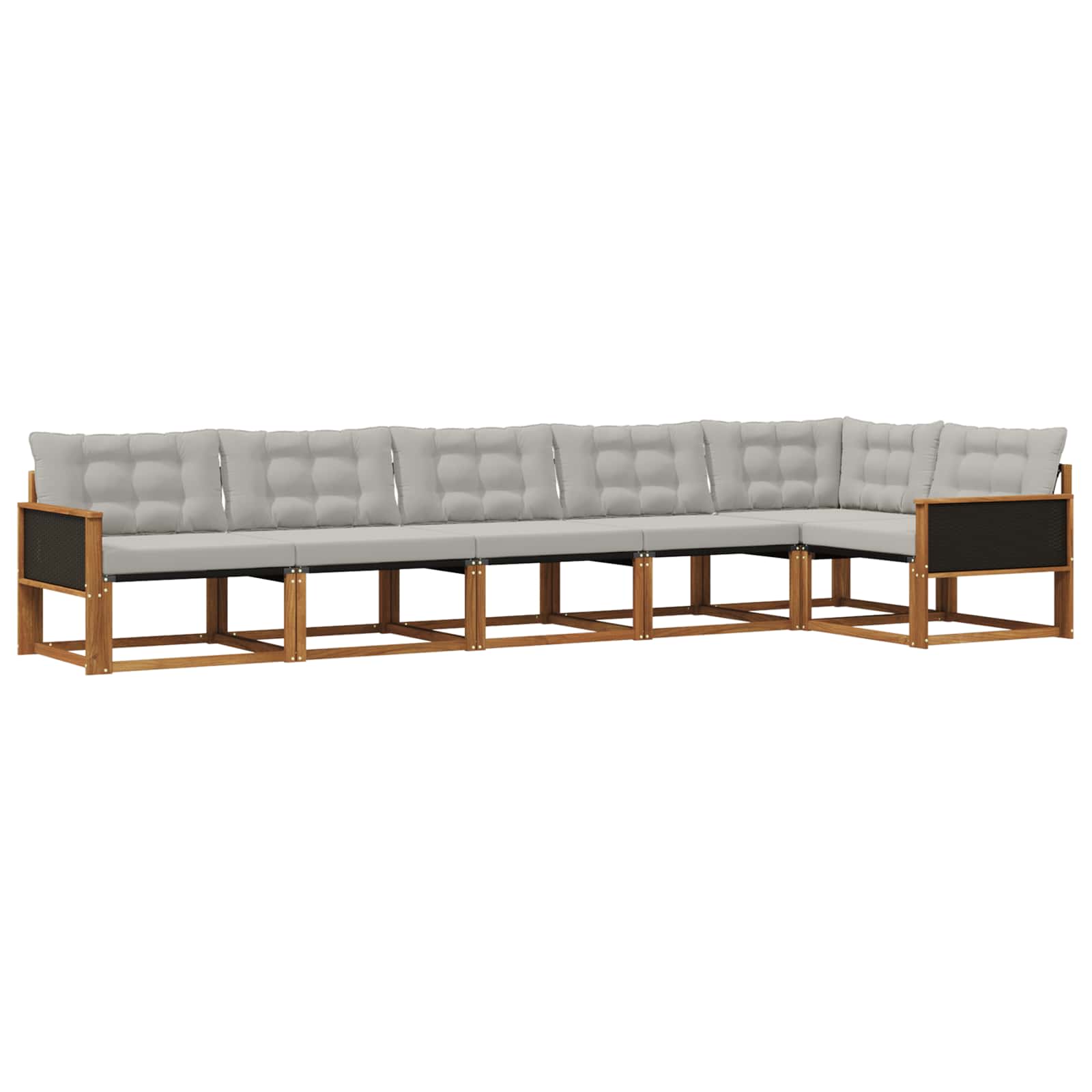 Outdoor-Sofagarnitur mit Kissen 6 pcs Natürlich und Hellgrau