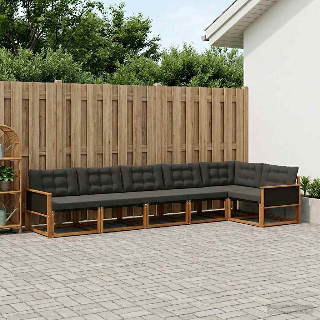 Outdoor-Sofagarnitur 6 stk. Natur und Schwarz