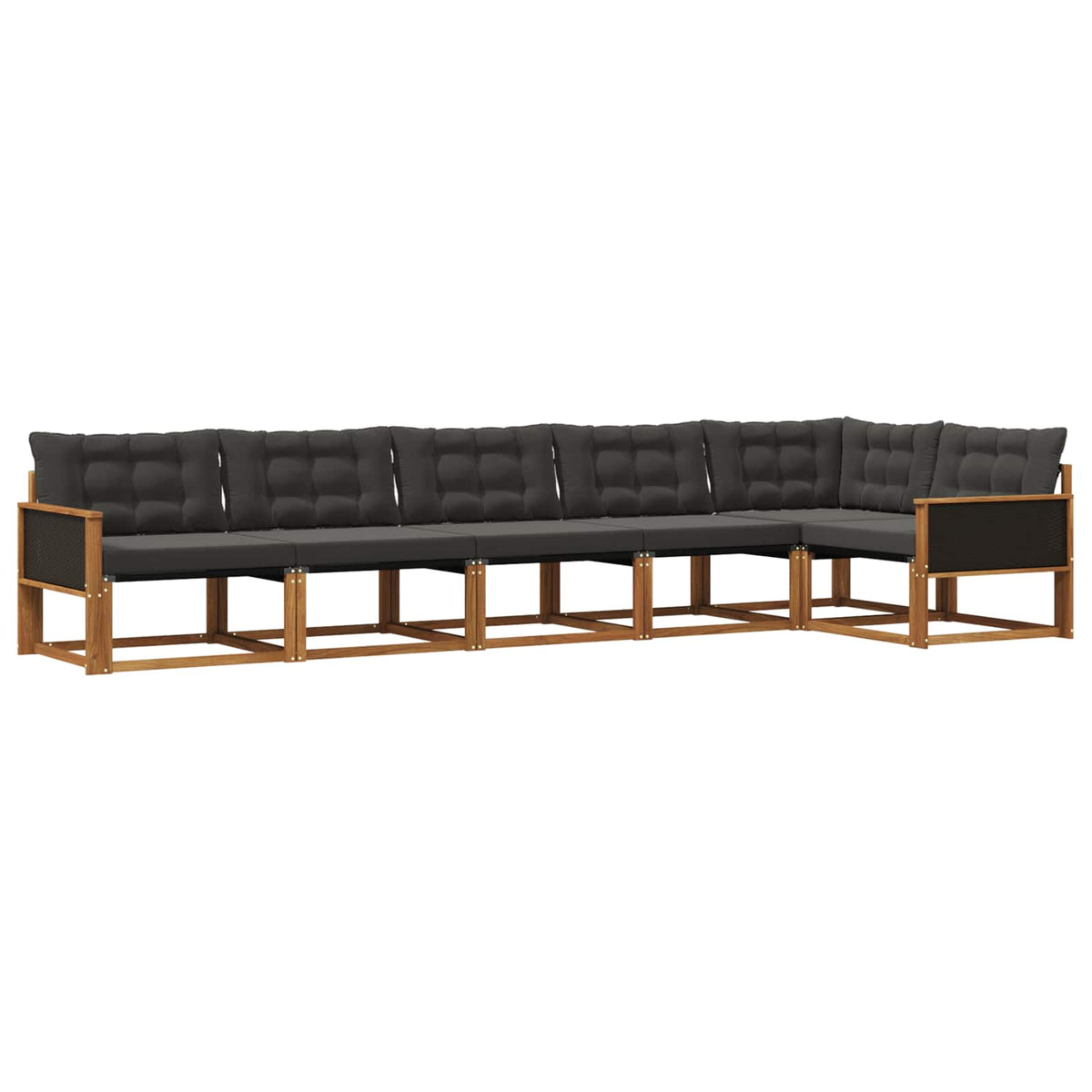 Outdoor-Sofagarnitur 6 stk. Natur und Schwarz