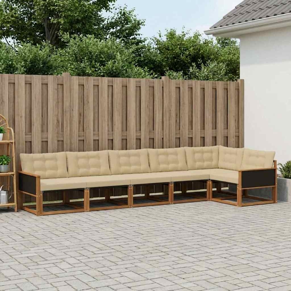 Outdoor-Sofagarnitur 6 stk. Natur und Beige