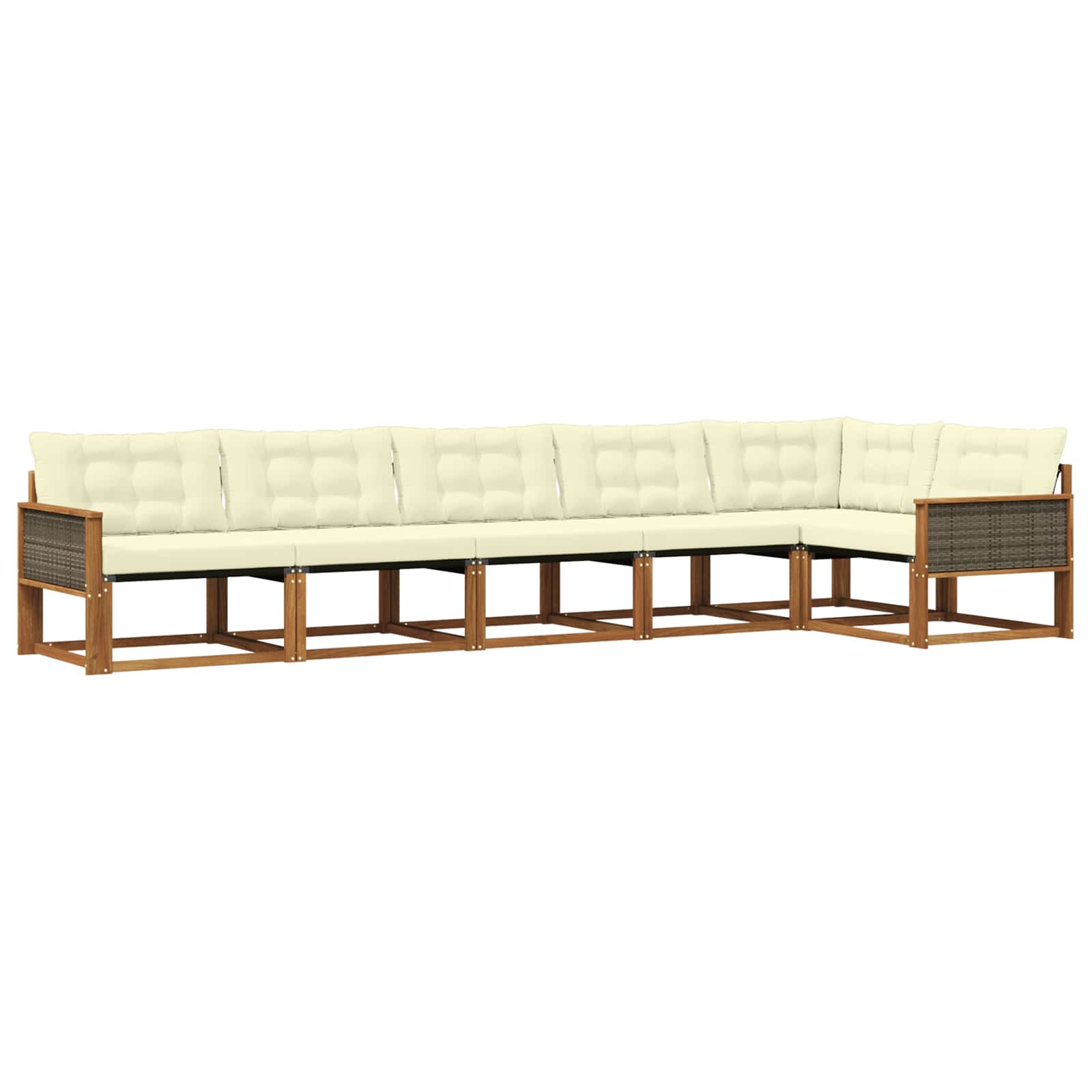 Outdoor-Sofagarnitur mit Kissen 6 pcs Natur und Creme