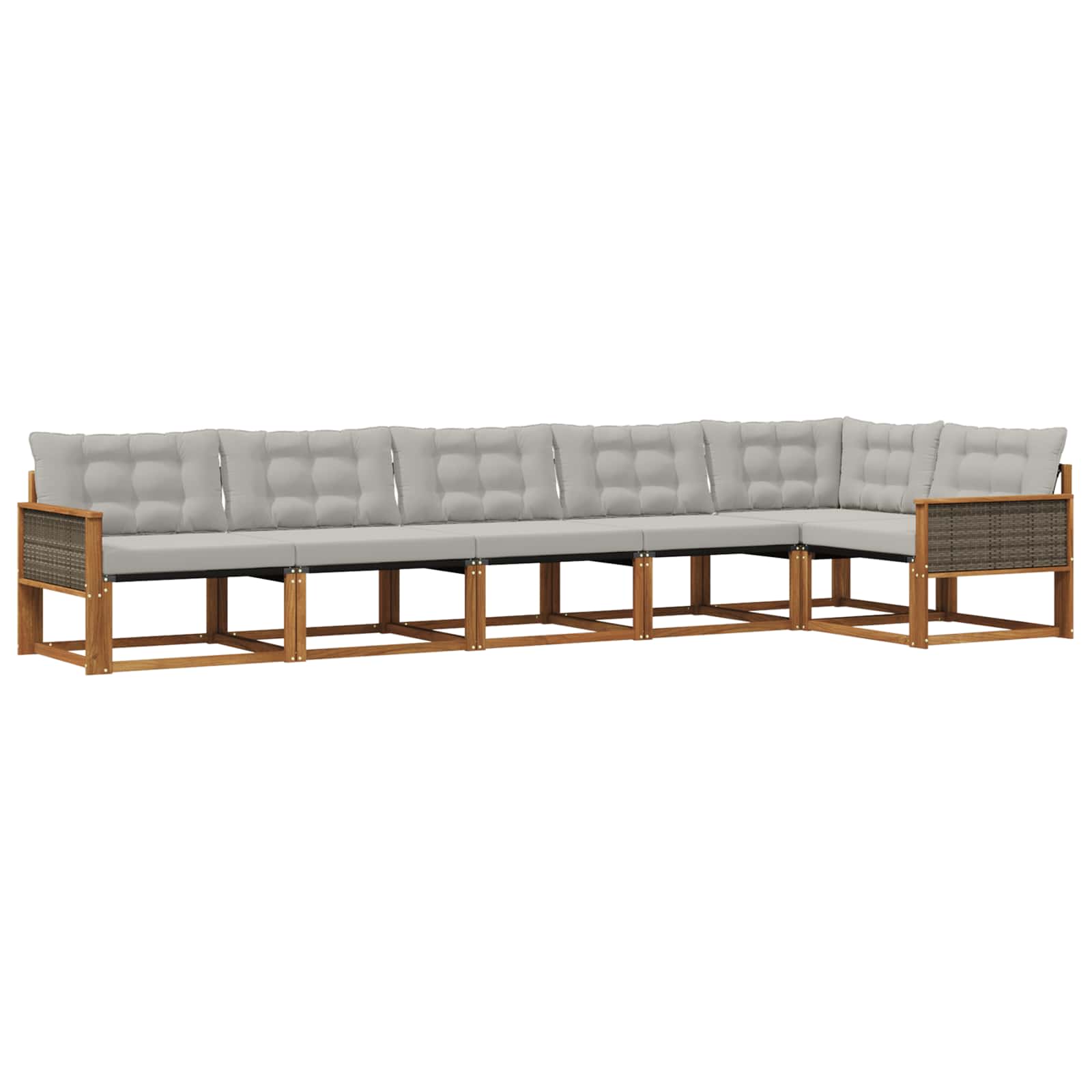 Outdoor-Sofagarnitur mit Kissen 6 pcs Natürlich und Hellgrau