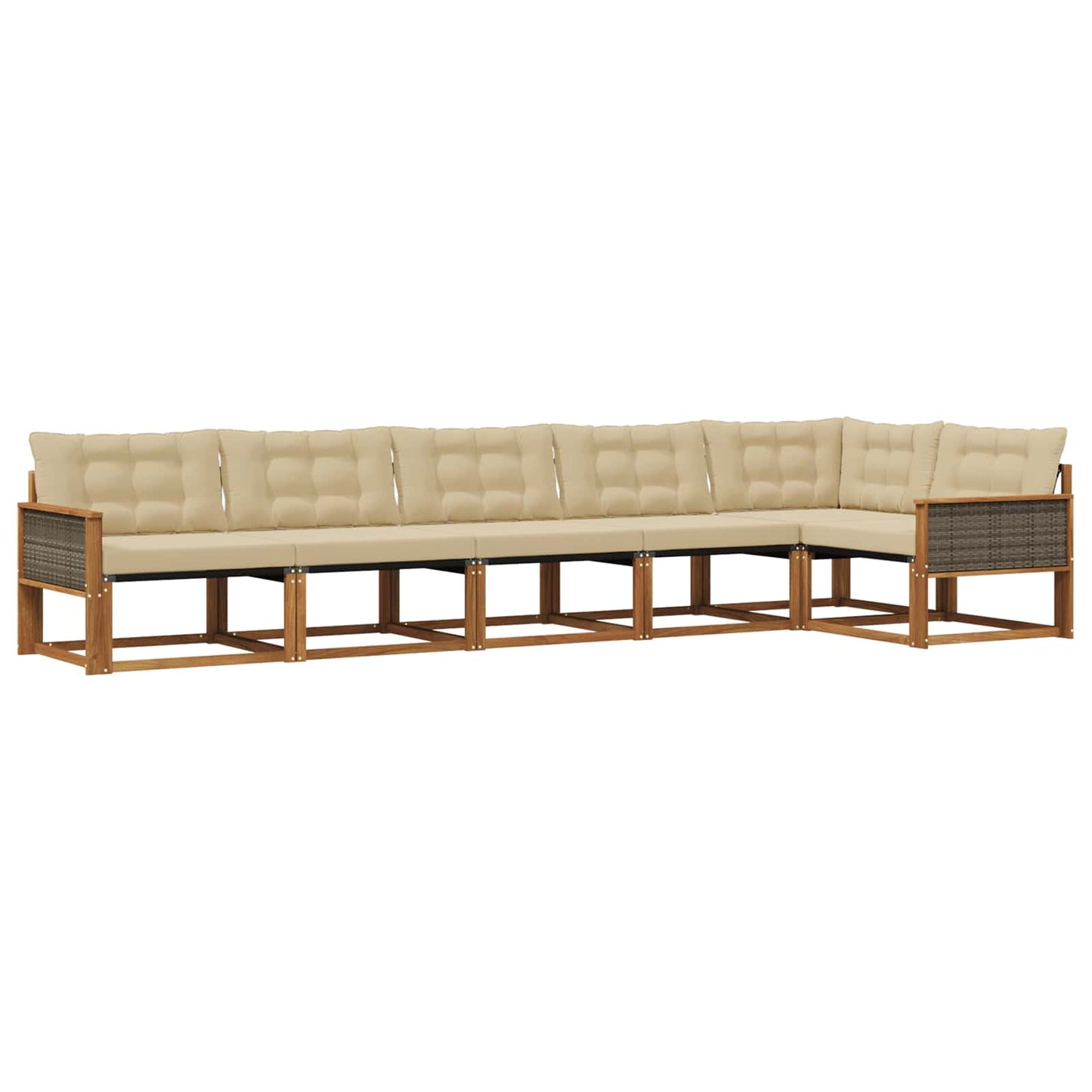Outdoor-Sofagarnitur mit Kissen 6 pcs Natur und Beige