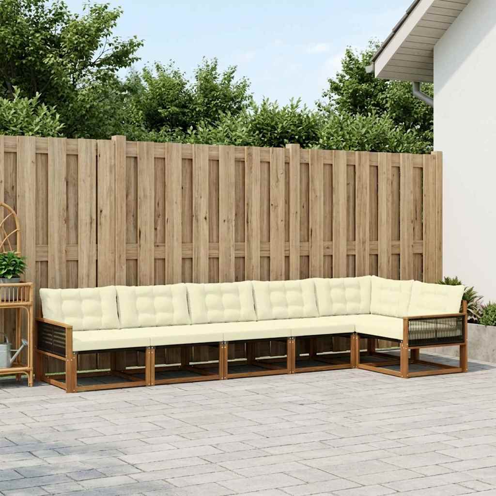 Outdoor-Sofagarnitur mit Kissen 6 pcs Natur und Creme
