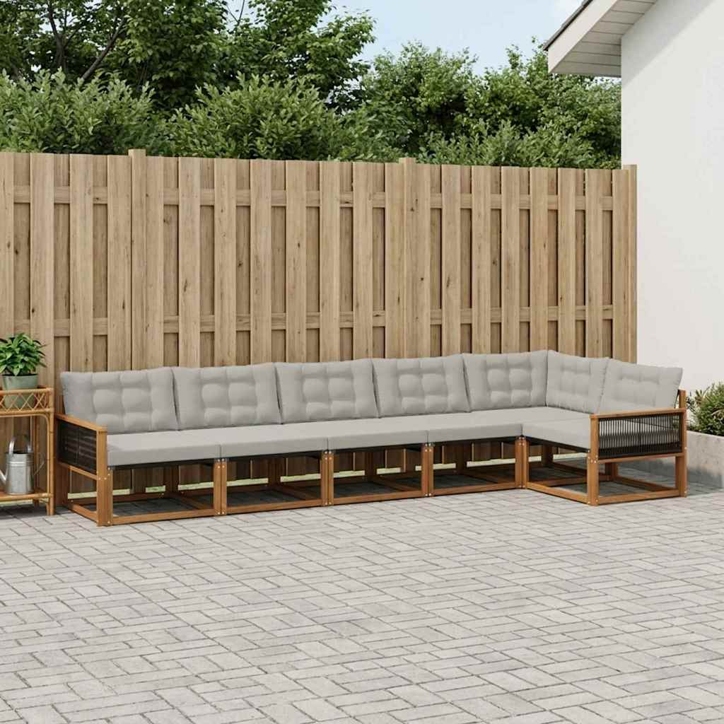 Outdoor-Sofagarnitur mit Kissen 6 pcs Natürlich und Hellgrau