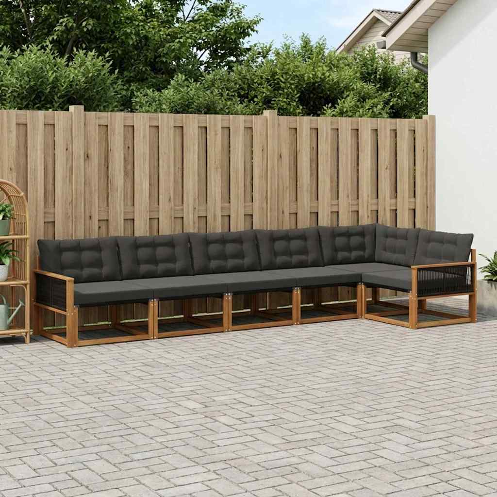 Outdoor-Sofagarnitur 6 stk. Natürlich und Schwarz