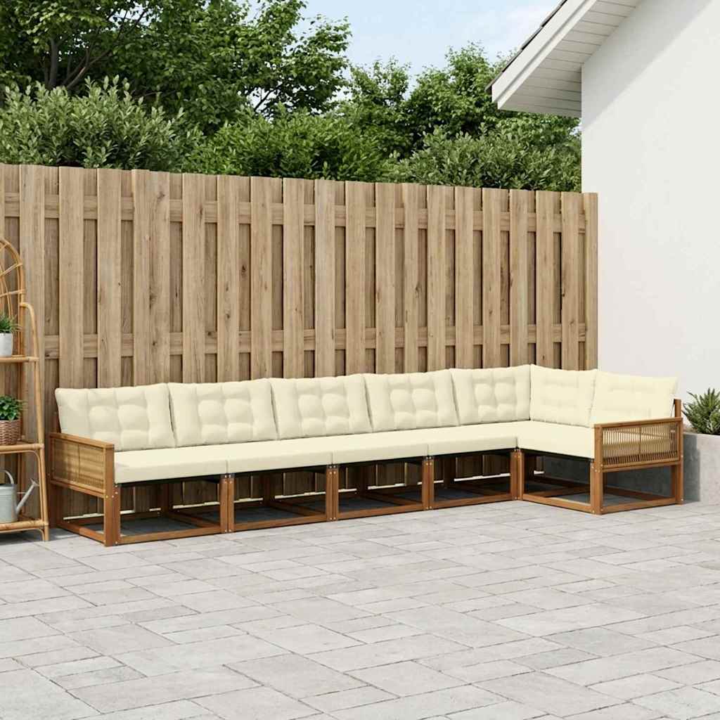 Outdoor-Sofagarnitur mit Kissen 6 pcs Natur und Creme