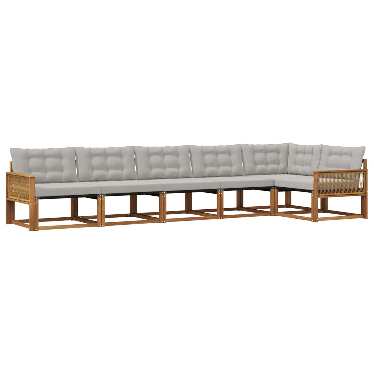 Outdoor-Sofagarnitur mit Kissen 6 pcs Natürlich und Hellgrau