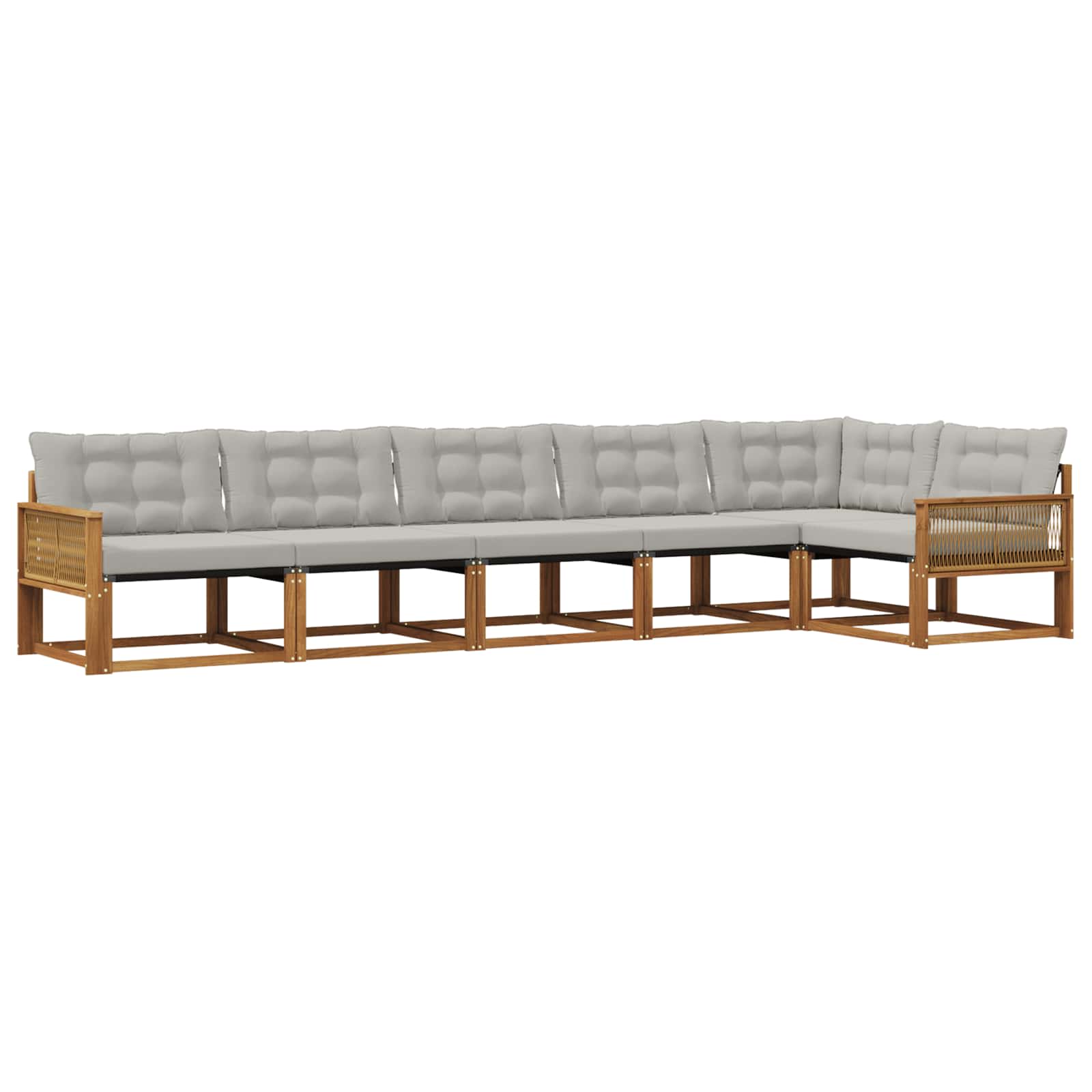 Outdoor-Sofagarnitur mit Kissen 6 pcs Natürlich und Hellgrau