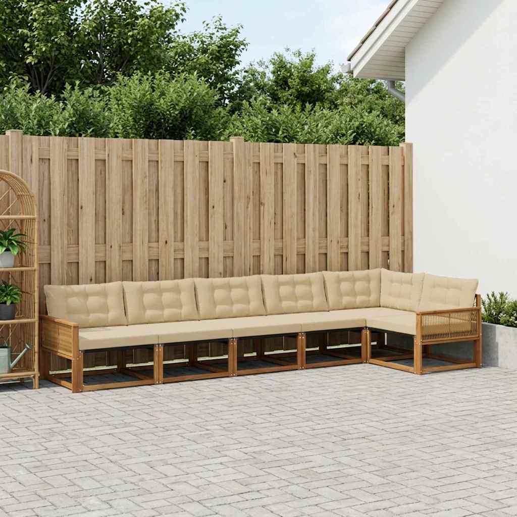 Outdoor-Sofagarnitur mit Kissen 6 pcs Natur und Beige