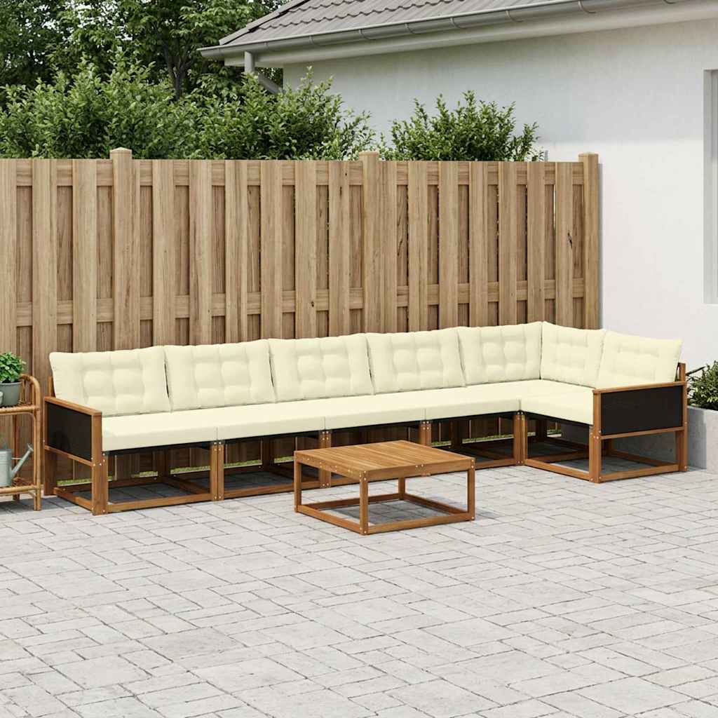 Outdoor-Sofagarnitur mit Kissen 7 pcs Natur und Creme