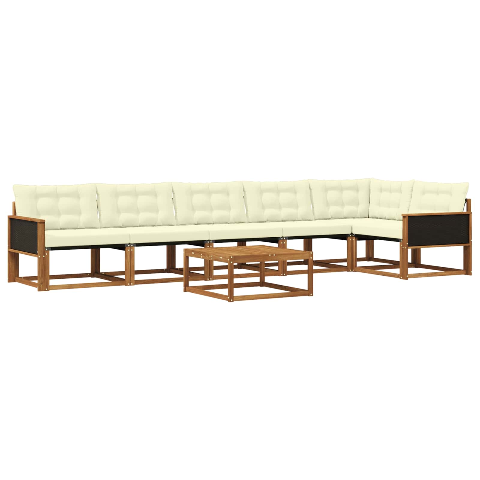 Outdoor-Sofagarnitur mit Kissen 7 pcs Natur und Creme