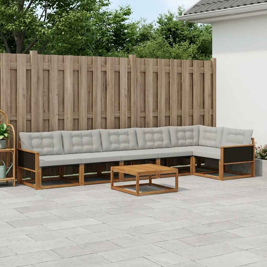 Outdoor-Sofagarnitur mit Kissen 7 pcs Natürlich und Hellgrau