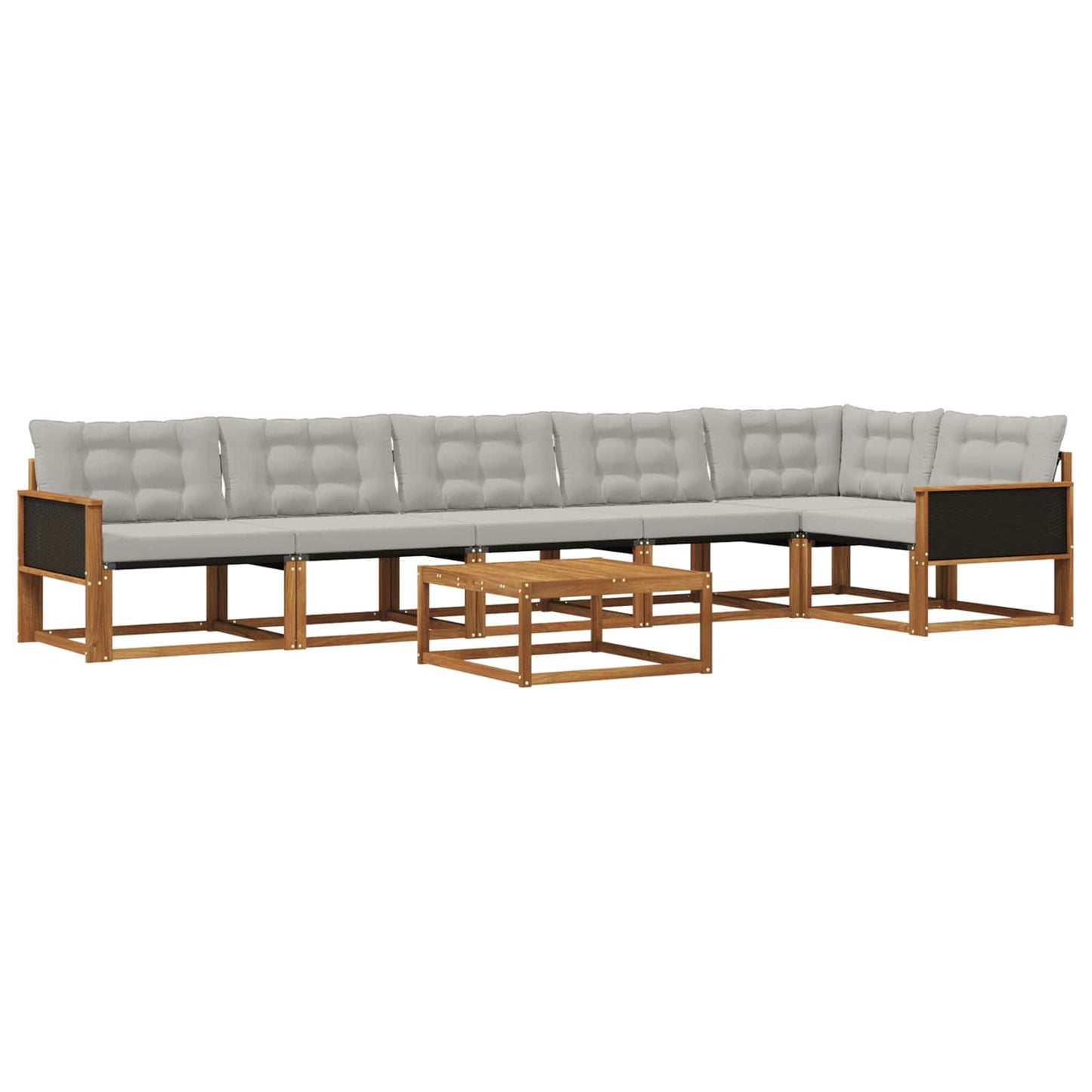 Outdoor-Sofagarnitur mit Kissen 7 pcs Natürlich und Hellgrau