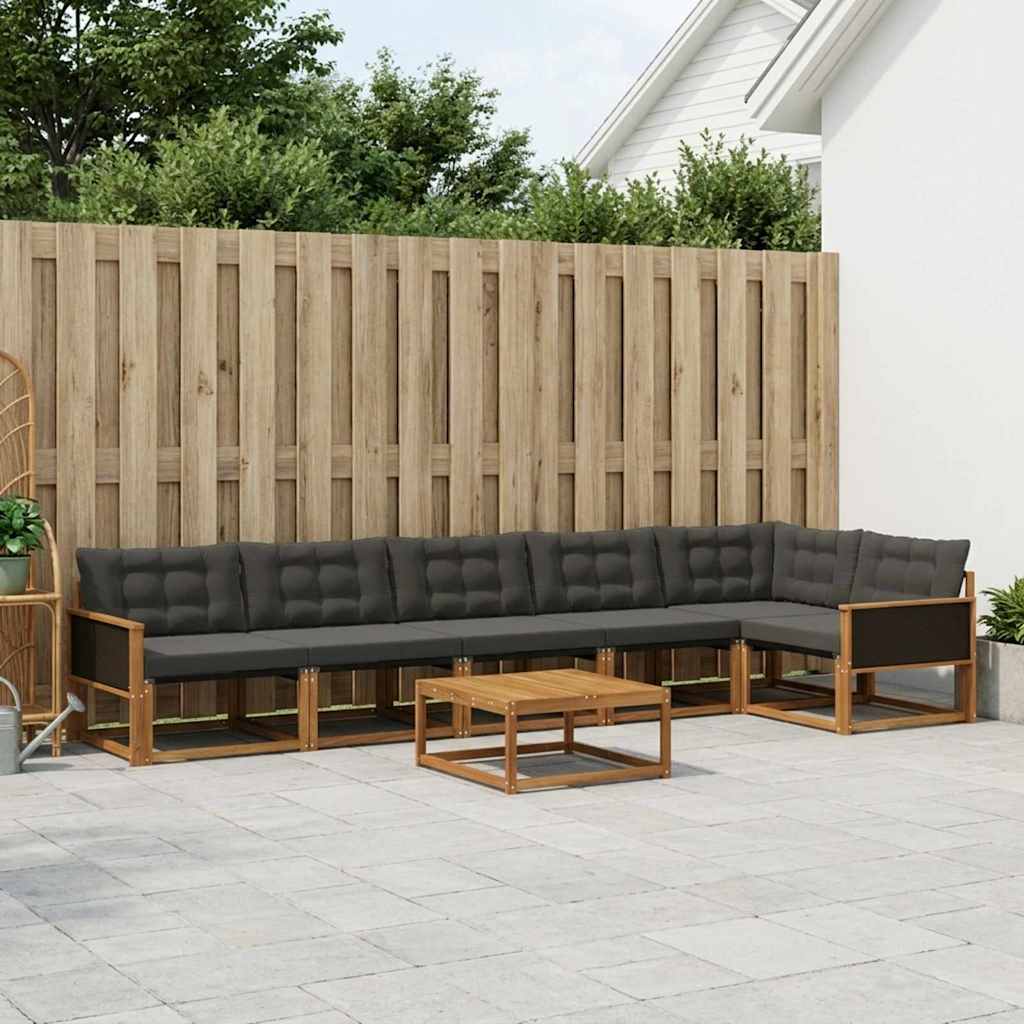 Outdoor-Sofagarnitur mit Kissen 7 pcs Natürlich und Schwarz