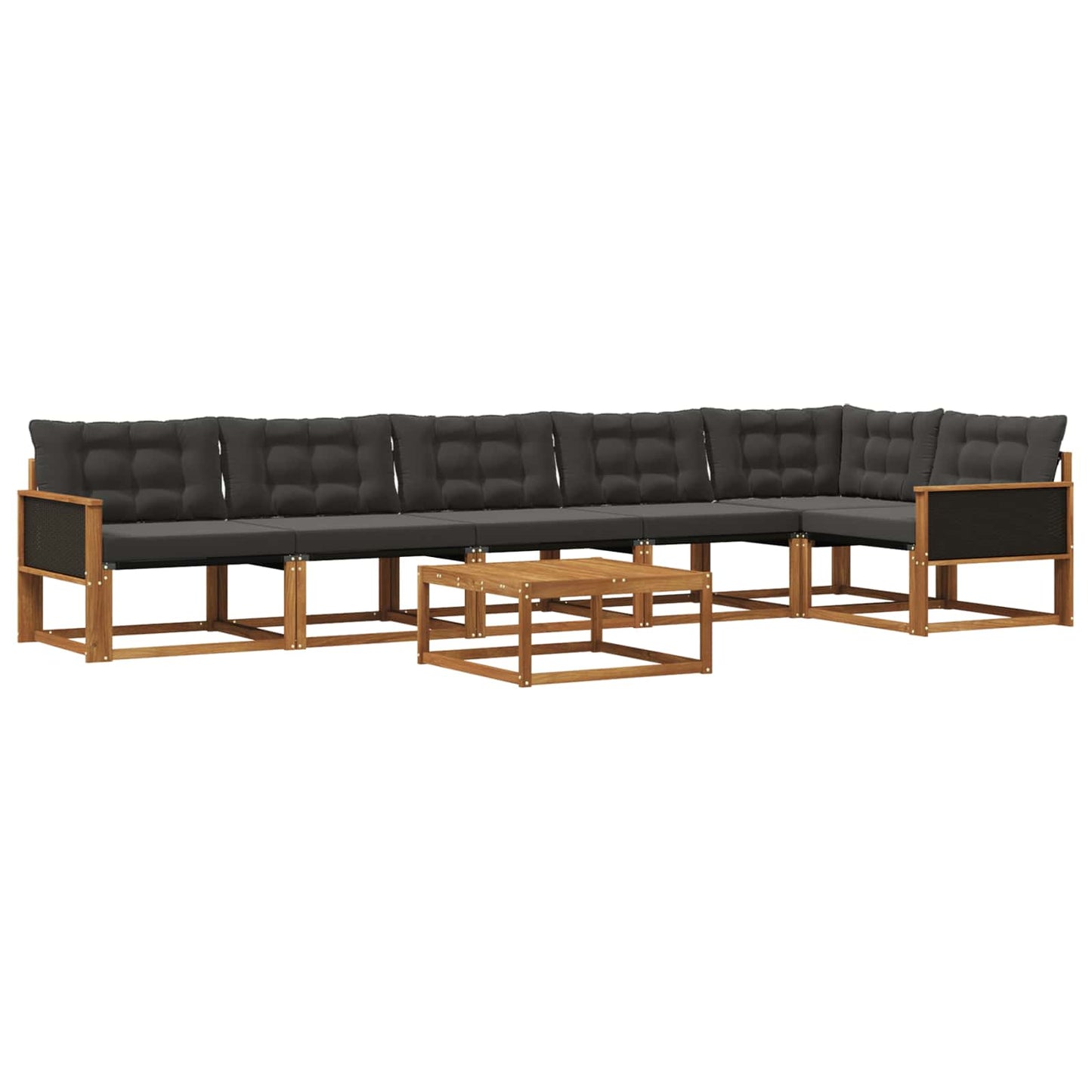 Outdoor-Sofagarnitur mit Kissen 7 pcs Natürlich und Schwarz