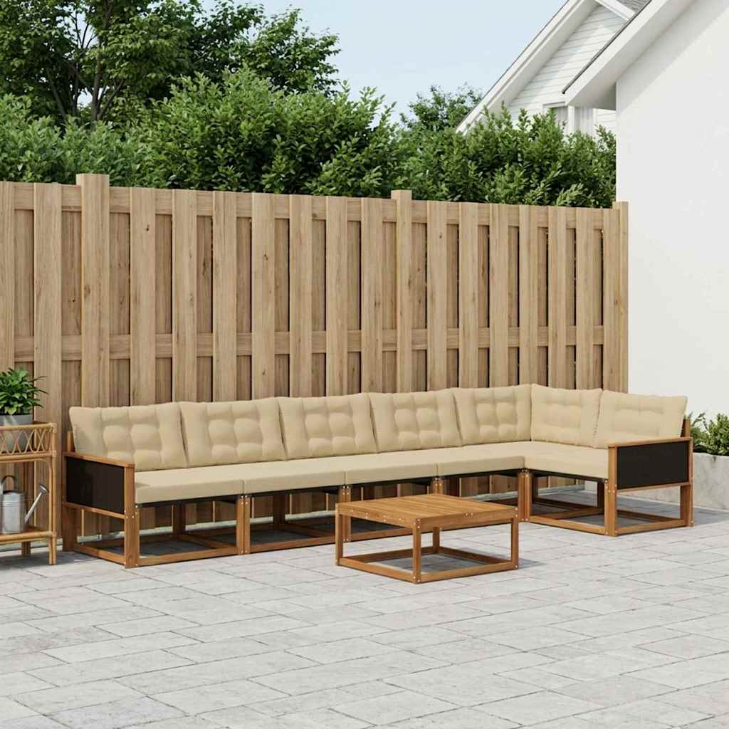Outdoor-Sofagarnitur mit Kissen 7 pcs Natur und Beige
