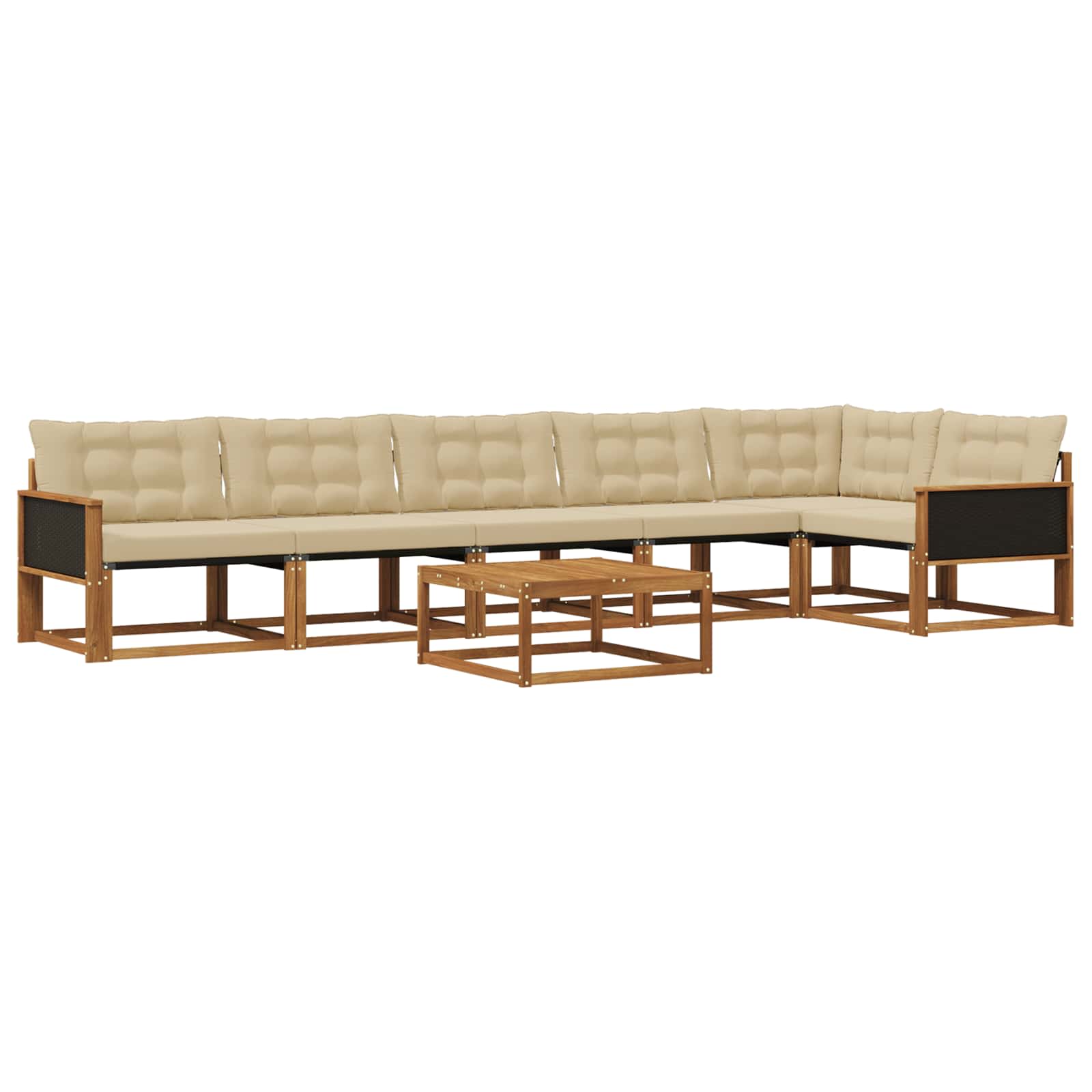 Outdoor-Sofagarnitur mit Kissen 7 pcs Natur und Beige