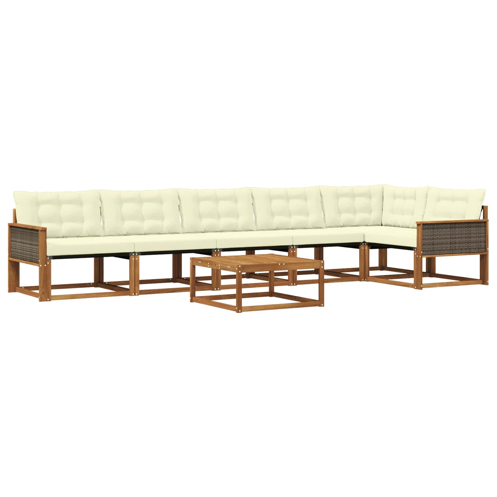 Outdoor-Sofagarnitur mit Kissen 7 pcs Natur und Creme