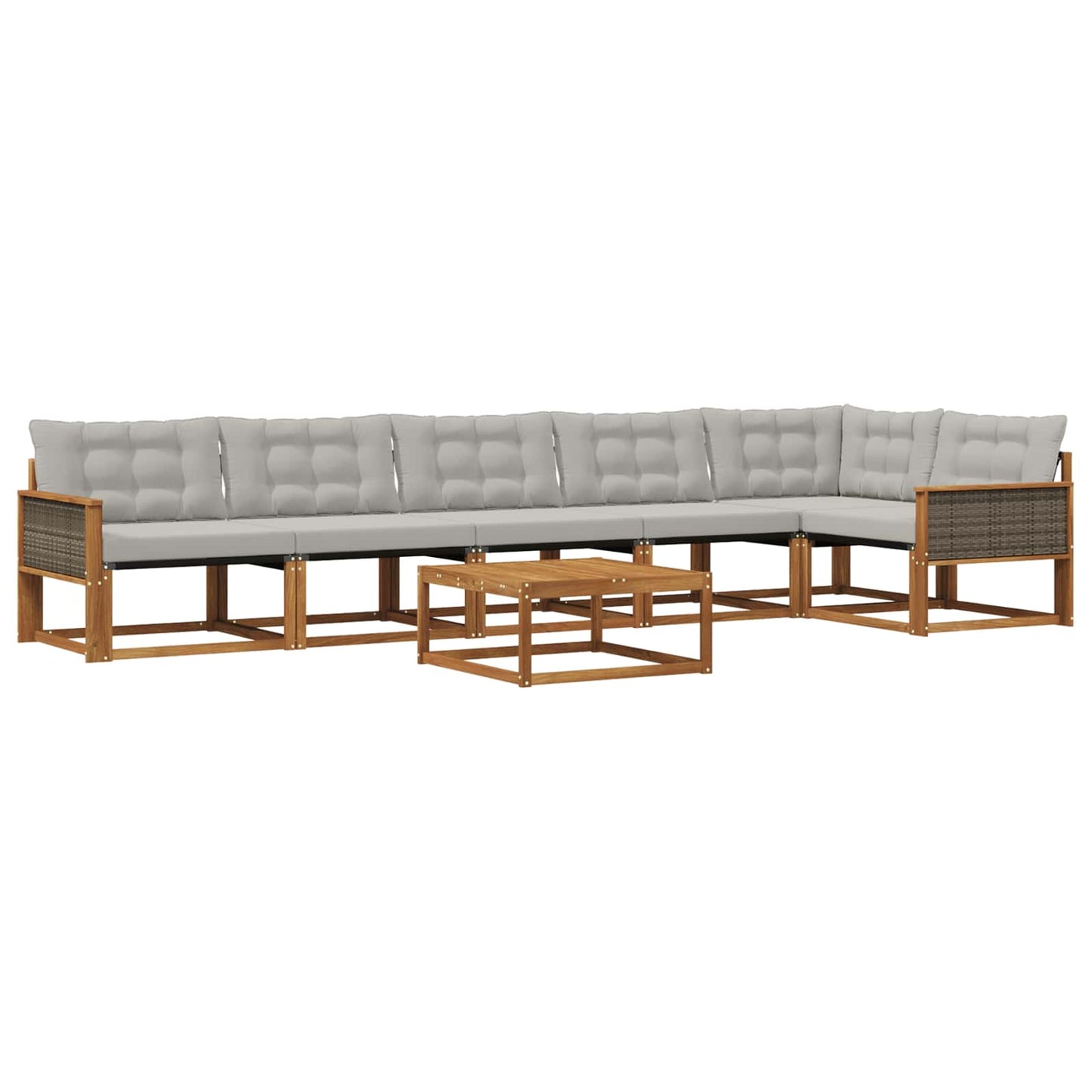 Outdoor-Sofagarnitur mit Kissen 7 pcs Natürlich und Hellgrau