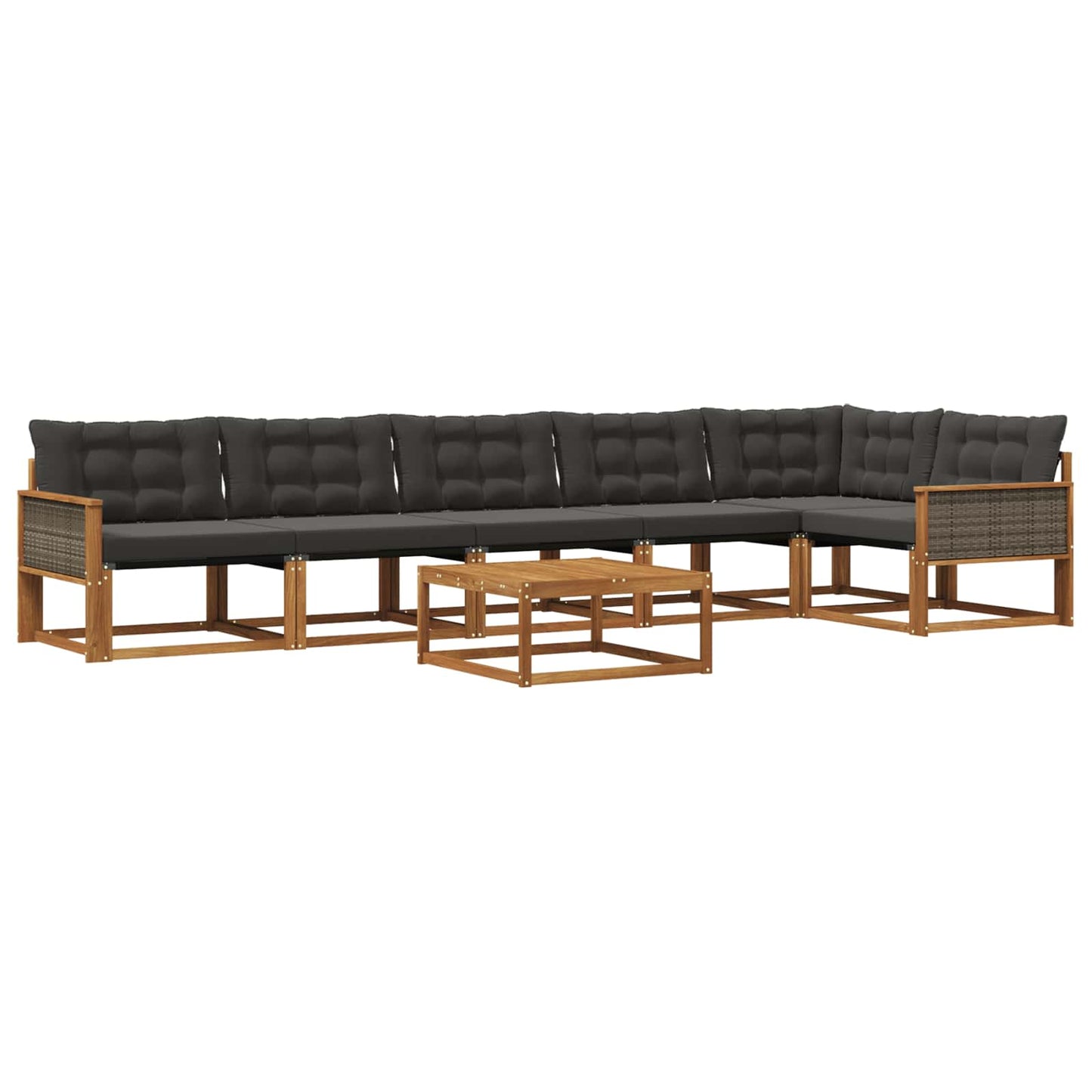 Outdoor-Sofagarnitur mit Kissen 7 pcs Natürlich und Schwarz