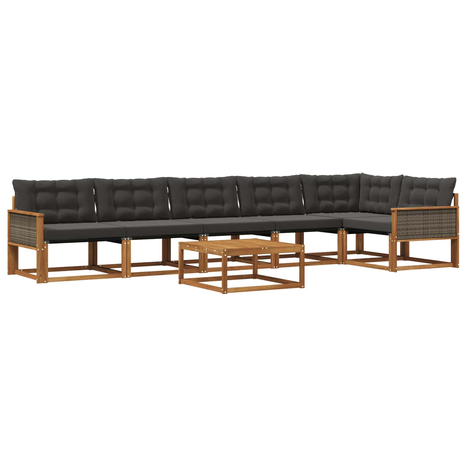 Outdoor-Sofagarnitur mit Kissen 7 pcs Natürlich und Schwarz