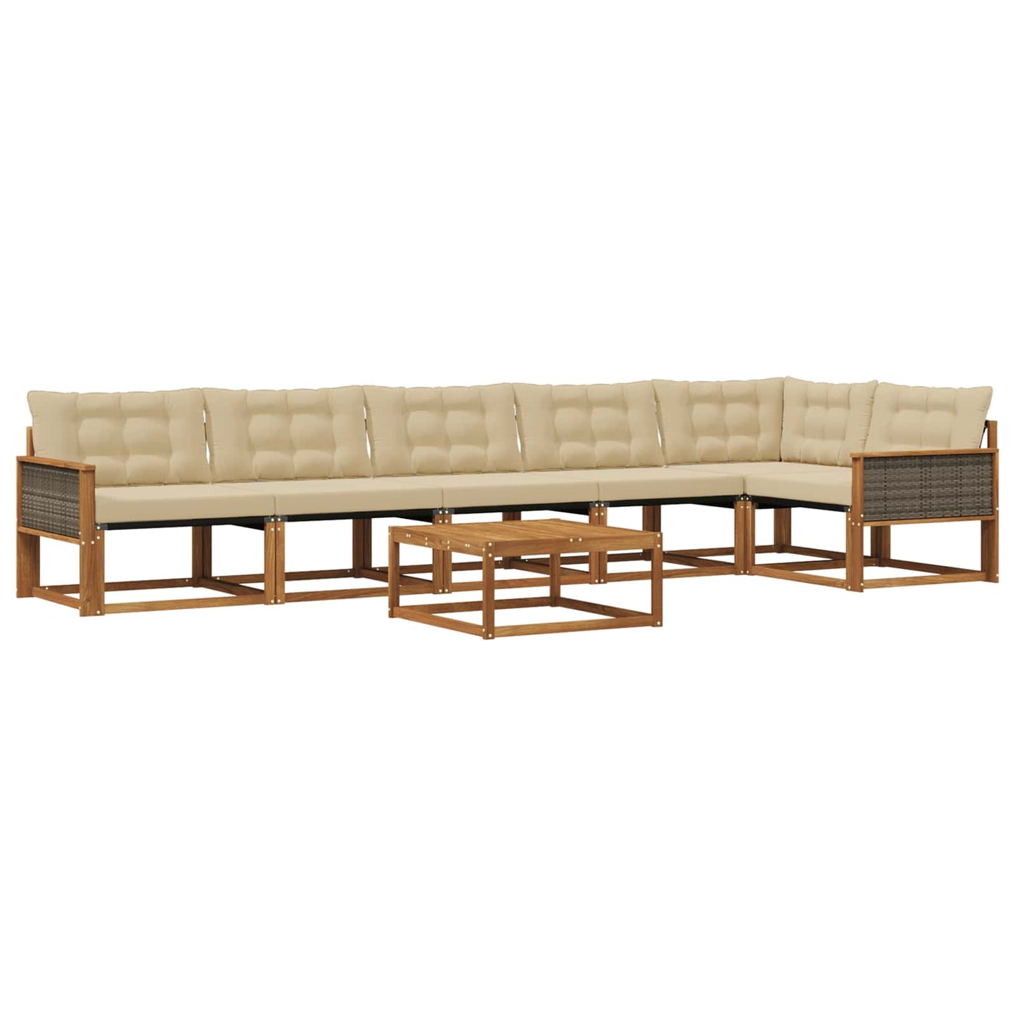 Outdoor-Sofagarnitur mit Kissen 7 pcs Natur und Beige