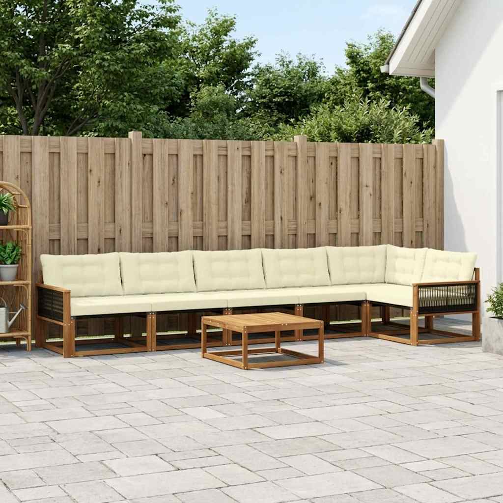 Outdoor-Sofagarnitur mit Kissen 7 pcs Natur und Creme