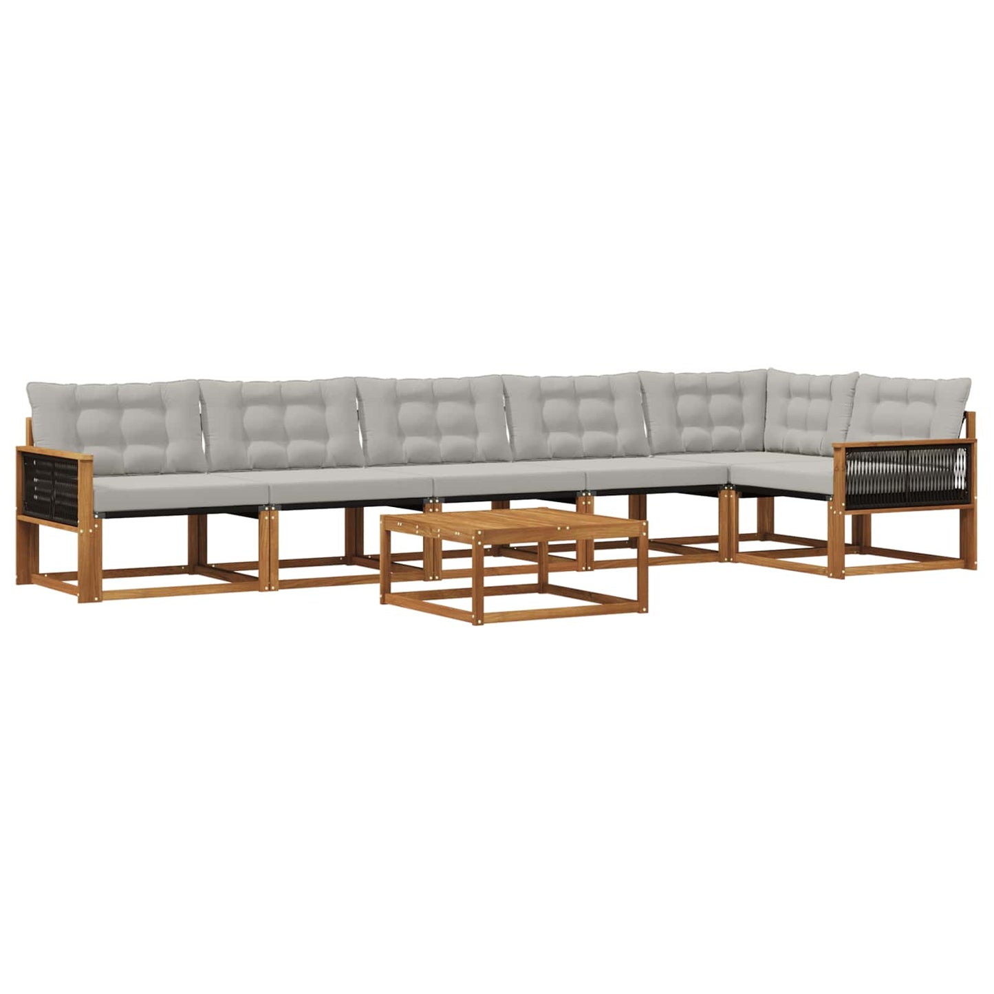 Outdoor-Sofagarnitur mit Kissen 7 pcs Natürlich und Hellgrau
