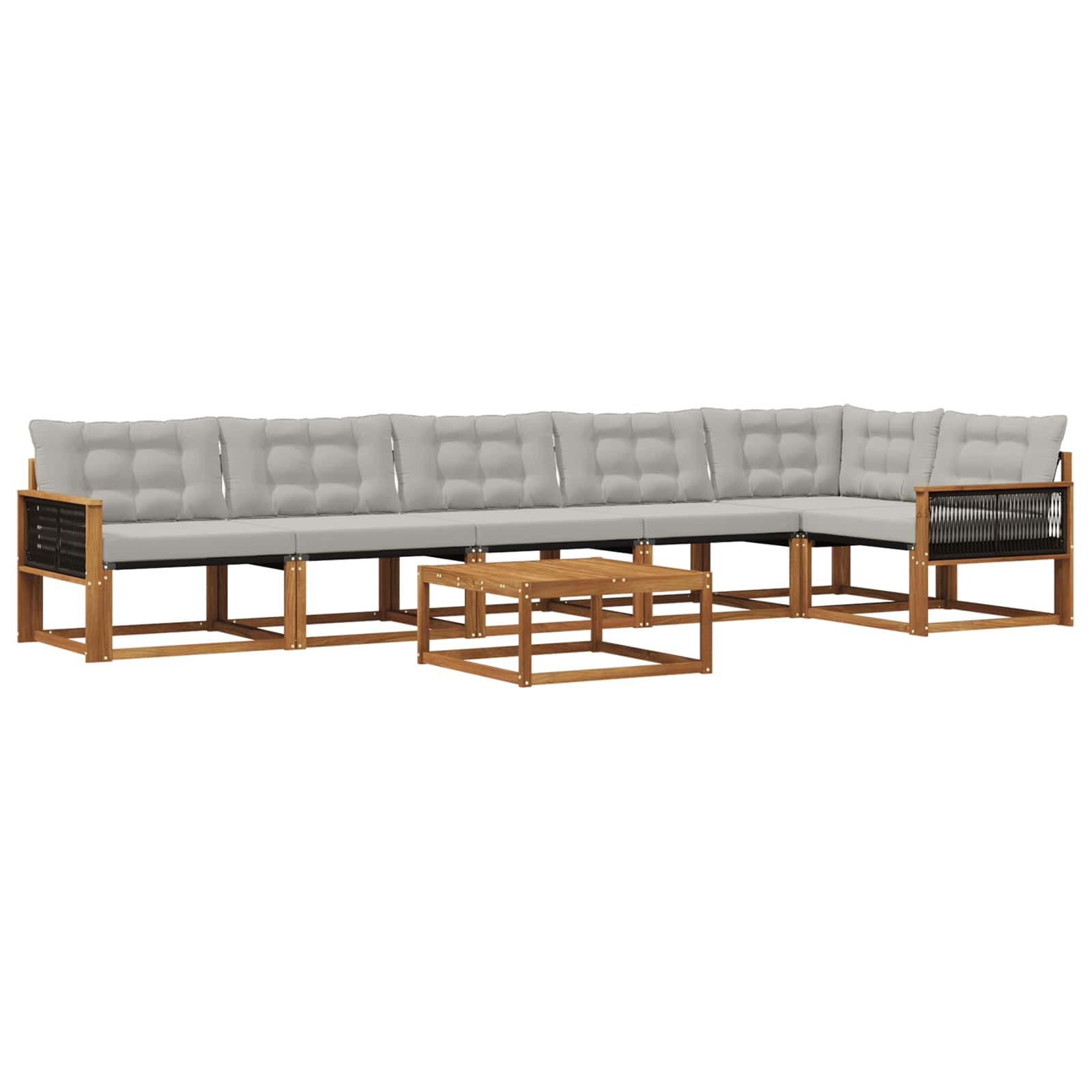 Outdoor-Sofagarnitur mit Kissen 7 pcs Natürlich und Hellgrau