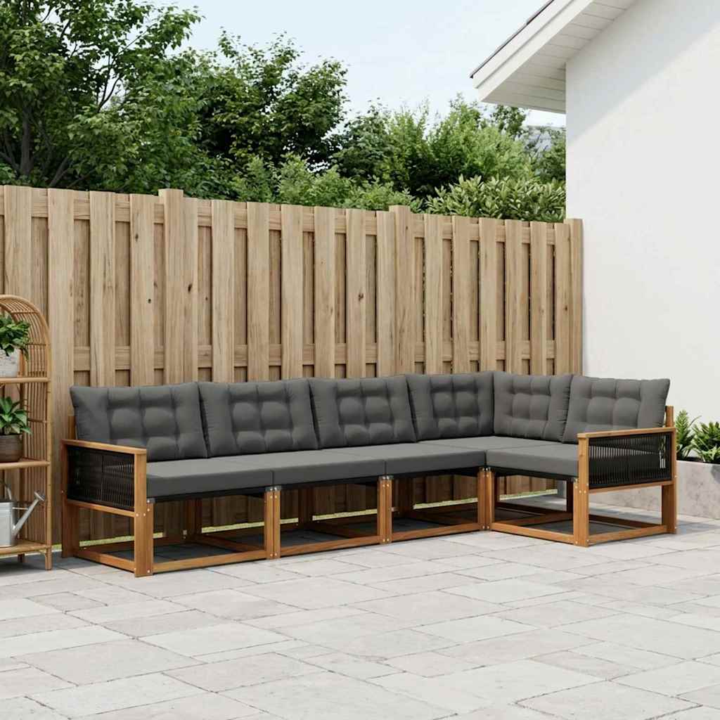 Outdoor-Sofagarnitur mit Kissen 7 pcs Natürlich und Schwarz