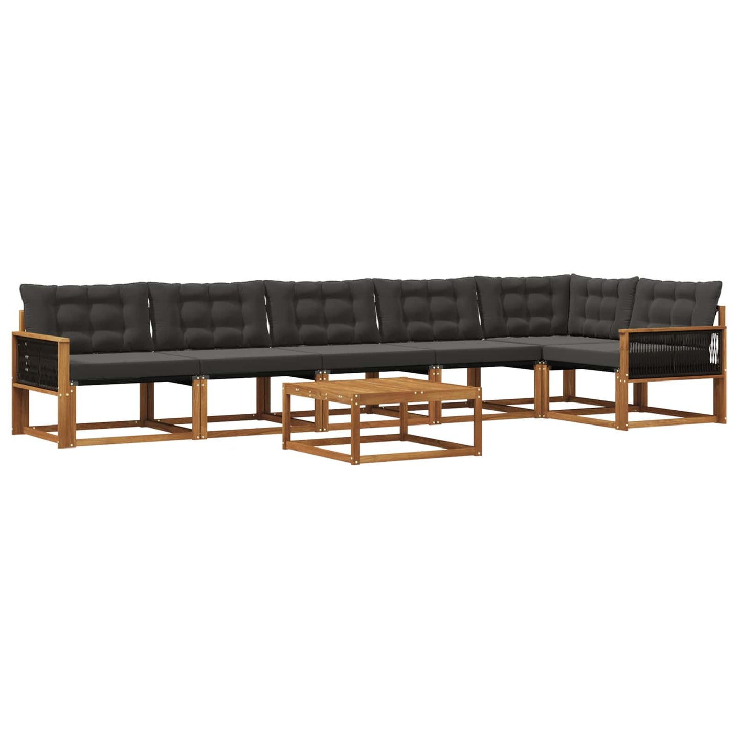 Outdoor-Sofagarnitur mit Kissen 7 pcs Natürlich und Schwarz