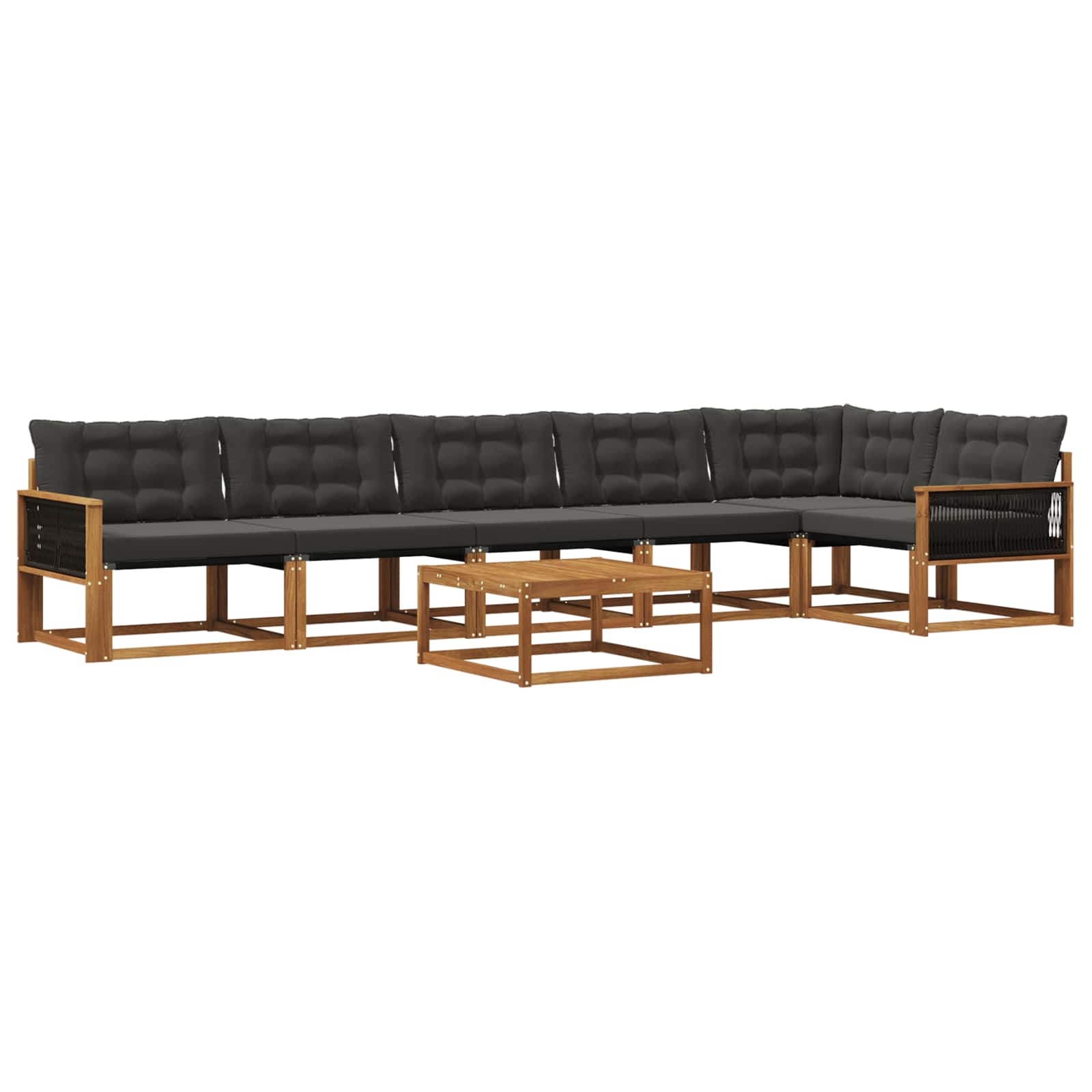 Outdoor-Sofagarnitur mit Kissen 7 pcs Natürlich und Schwarz