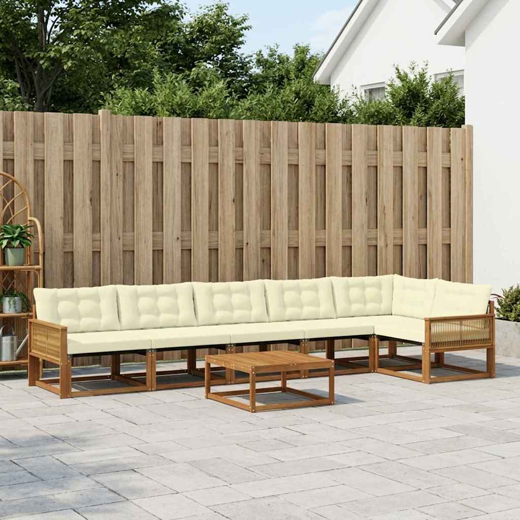 Outdoor-Sofagarnitur mit Kissen 7 pcs Natur und Creme