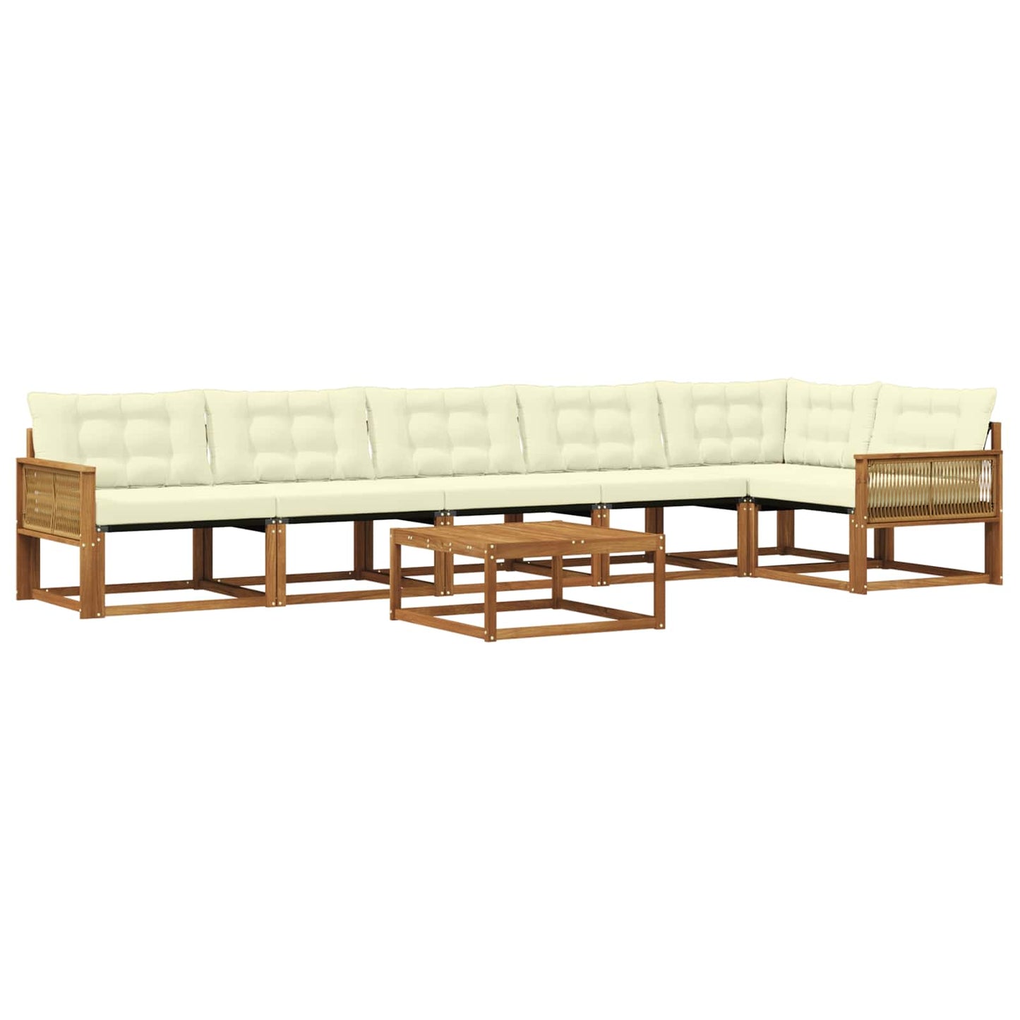 Outdoor-Sofagarnitur mit Kissen 7 pcs Natur und Creme