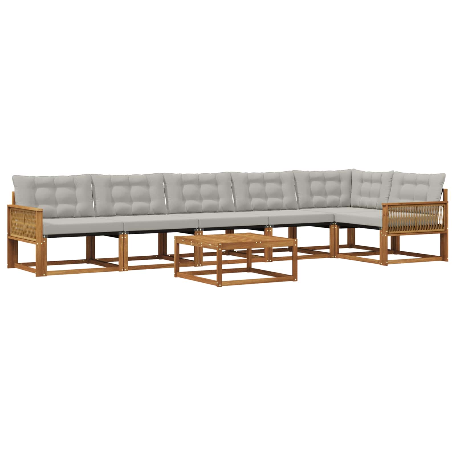 Outdoor-Sofagarnitur mit Kissen 7 pcs Natürlich und Hellgrau